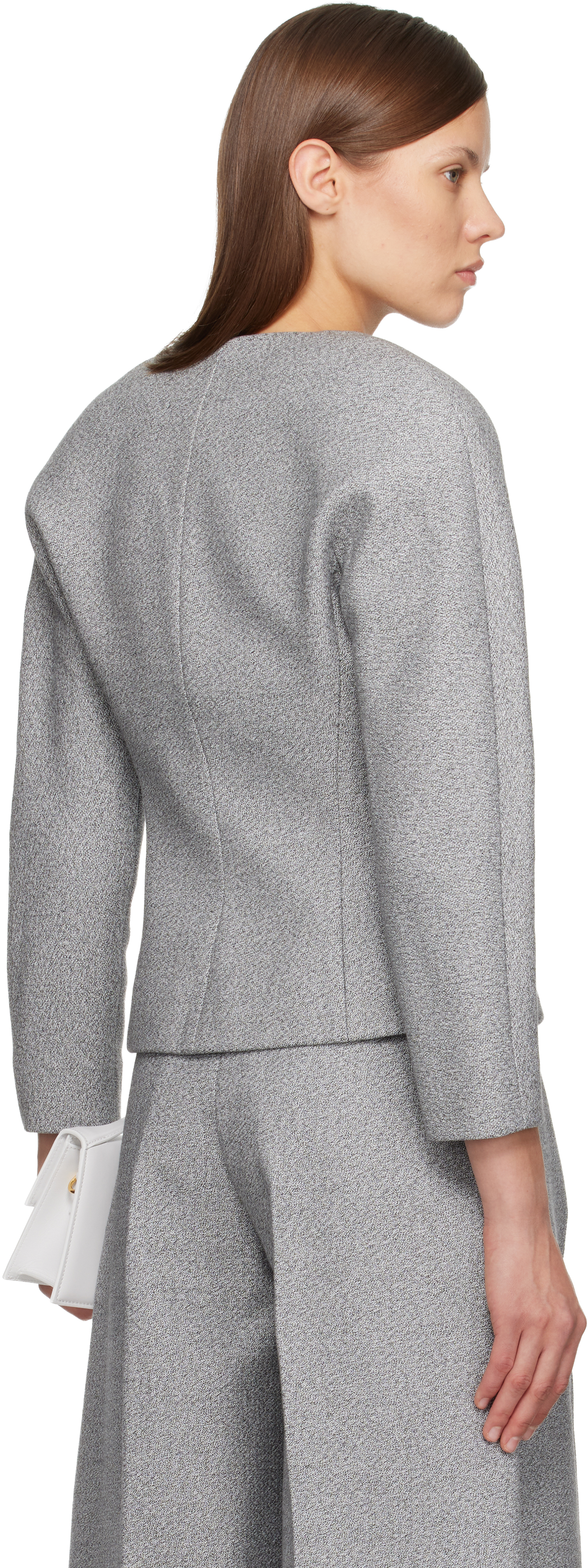 Jacquemus Ovalo Cotton And Wool-blend Jacket In Gray