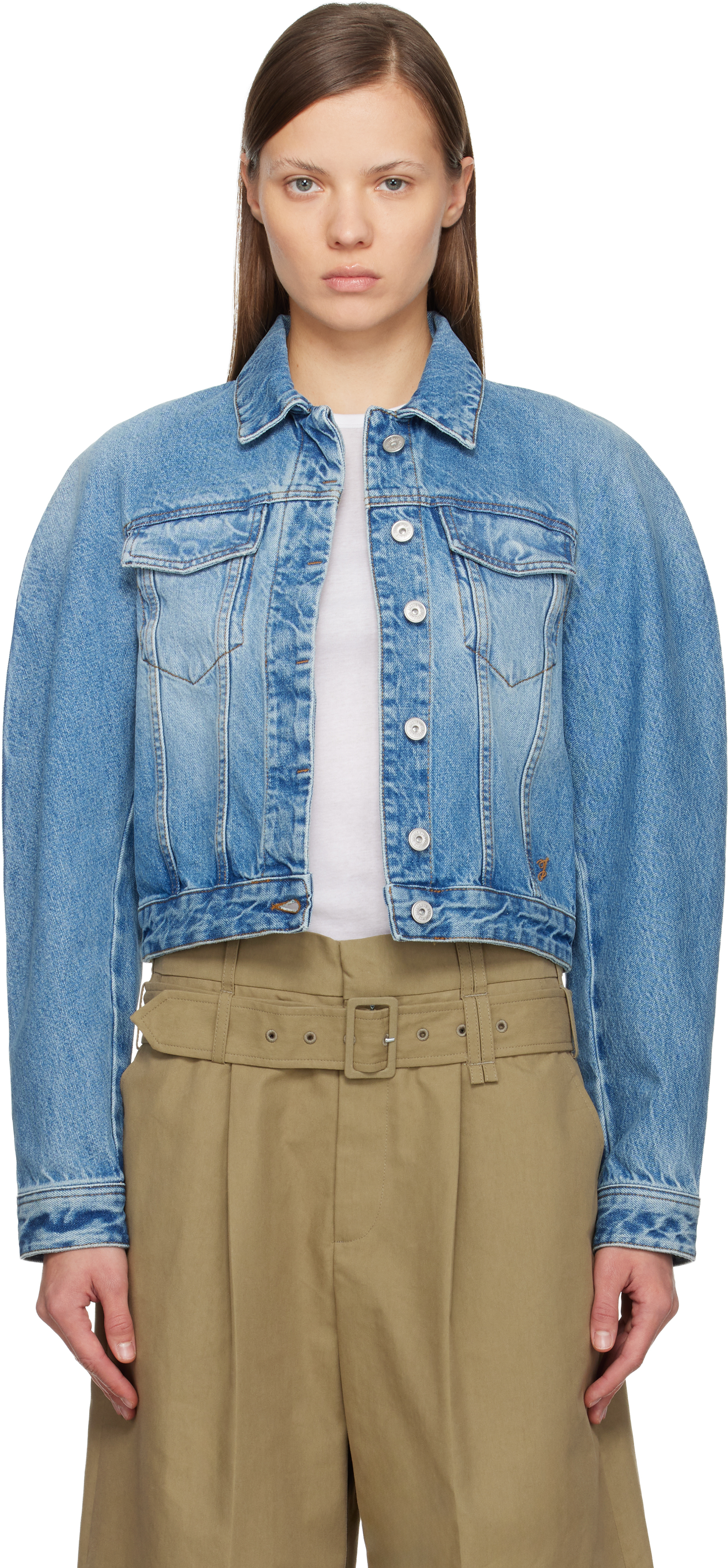Jacquemus Blue 'the Ovalo De-nîmes' Denim Jacket In Blue