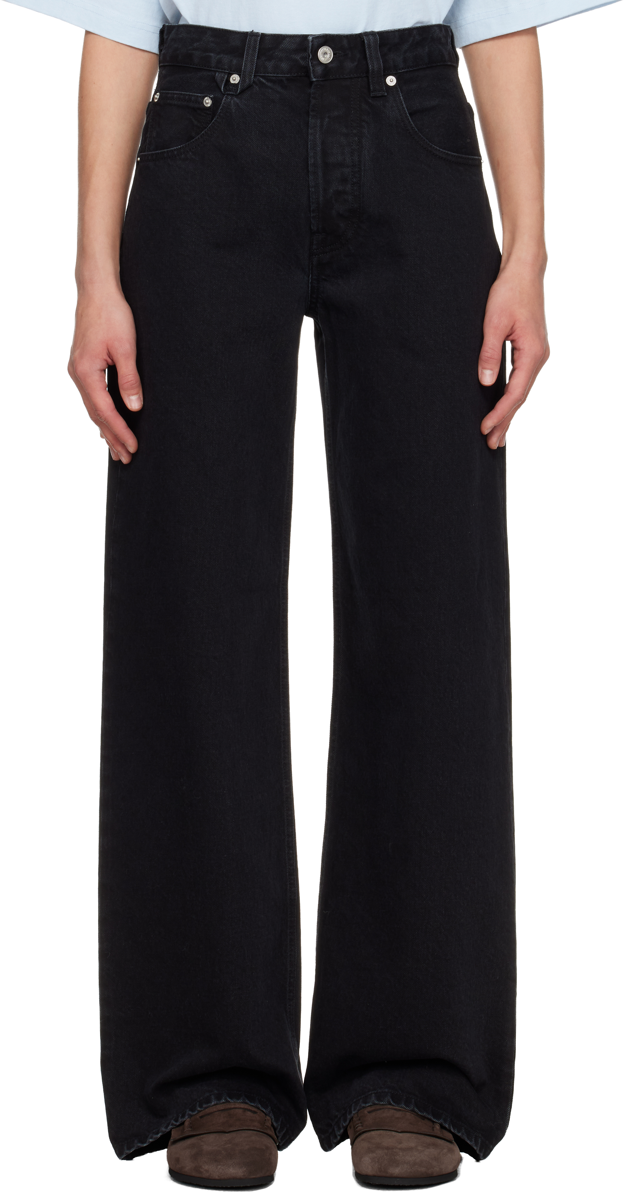 Jacquemus Black 'the Wide De-nîmes' Jeans In Black