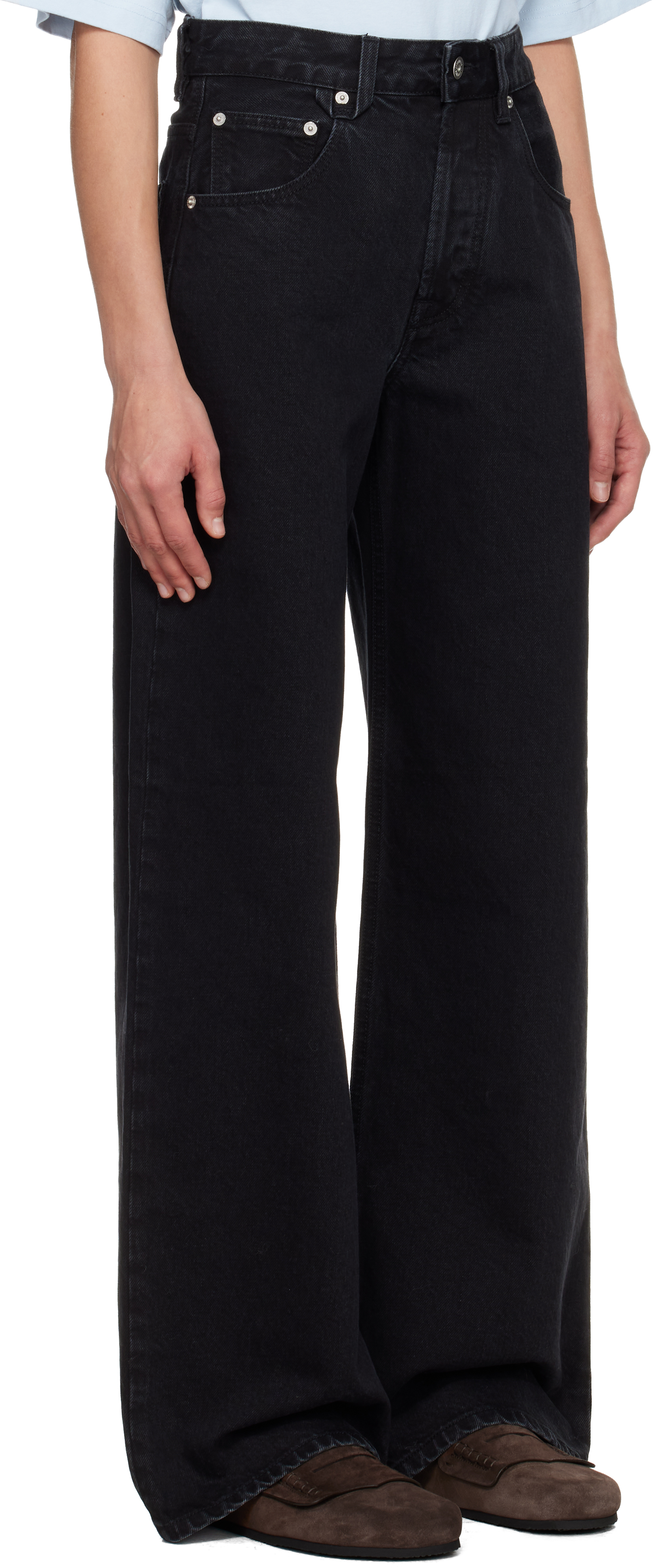 Jacquemus Black 'the Wide De-nîmes' Jeans In Black