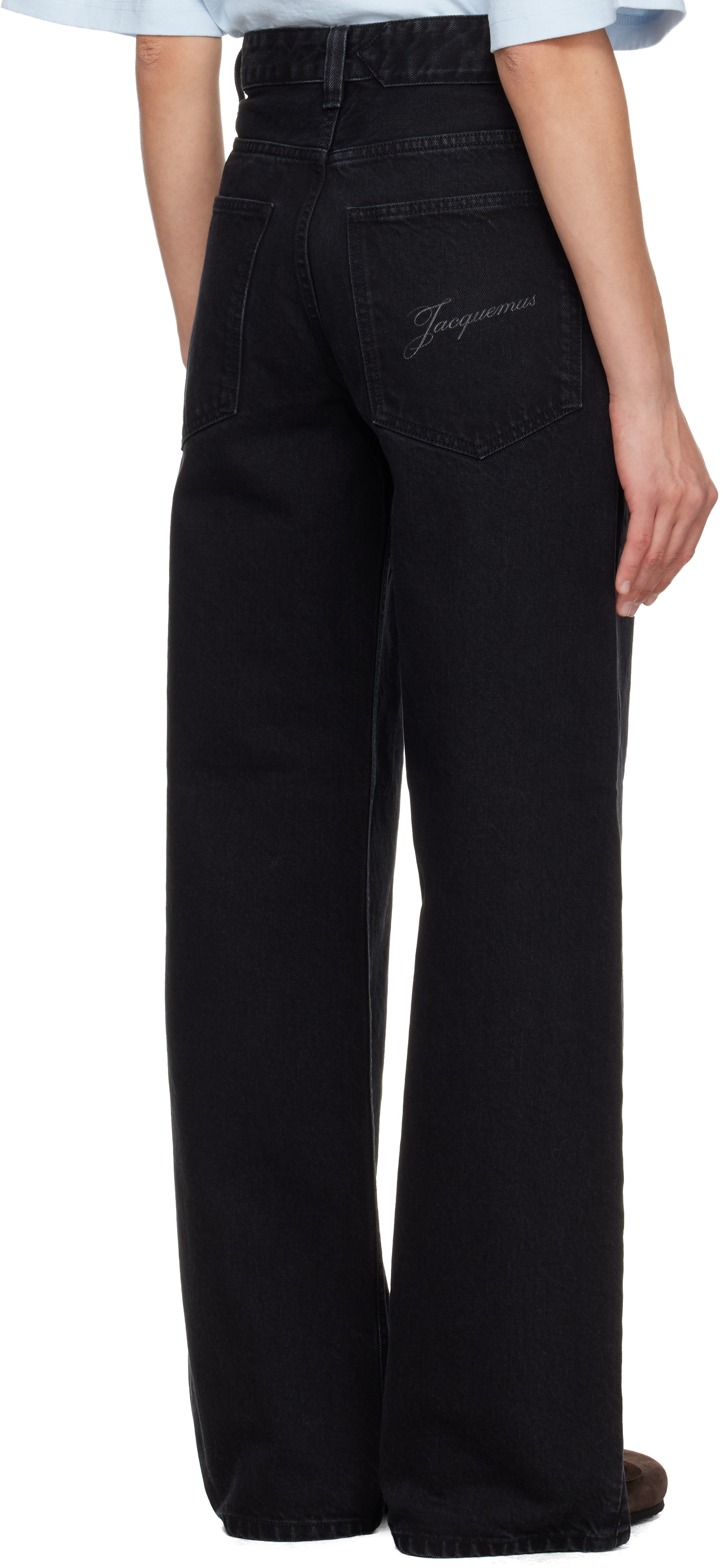 Jacquemus Black 'the Wide De-nîmes' Jeans In Black