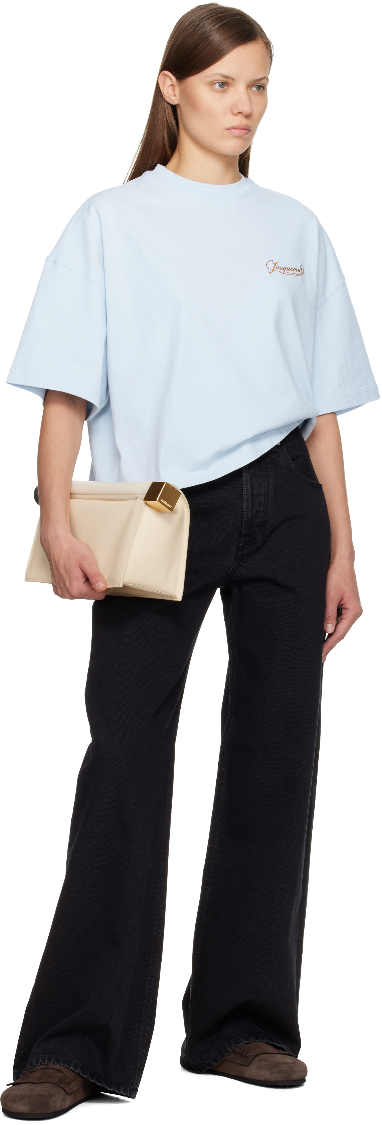 Jacquemus Black 'the Wide De-nîmes' Jeans In Black