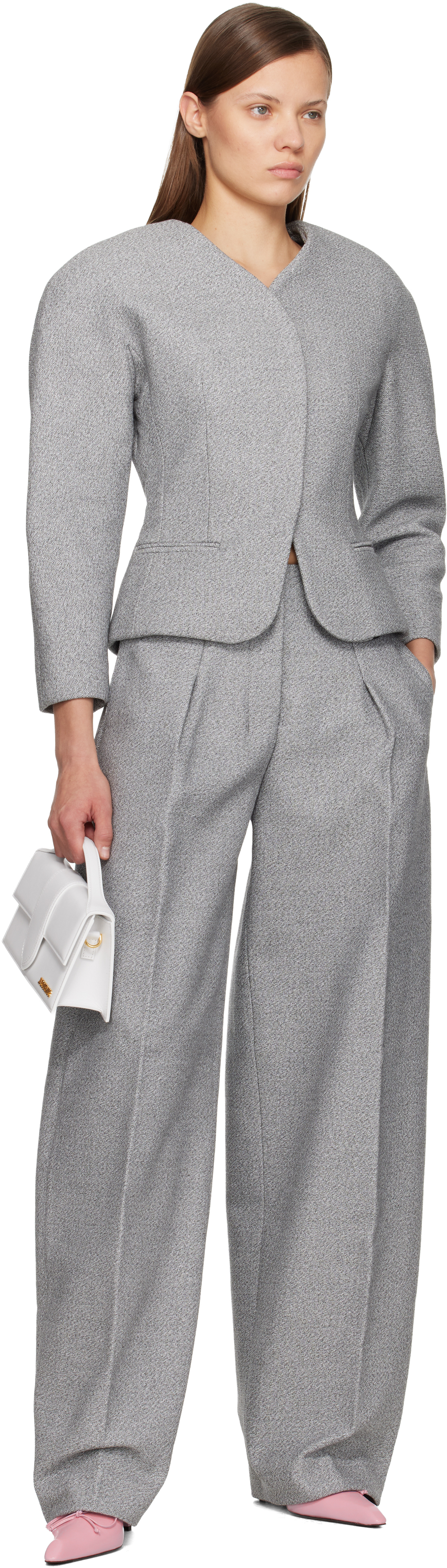 Jacquemus Gray 'the Curvo' Trousers In Gray