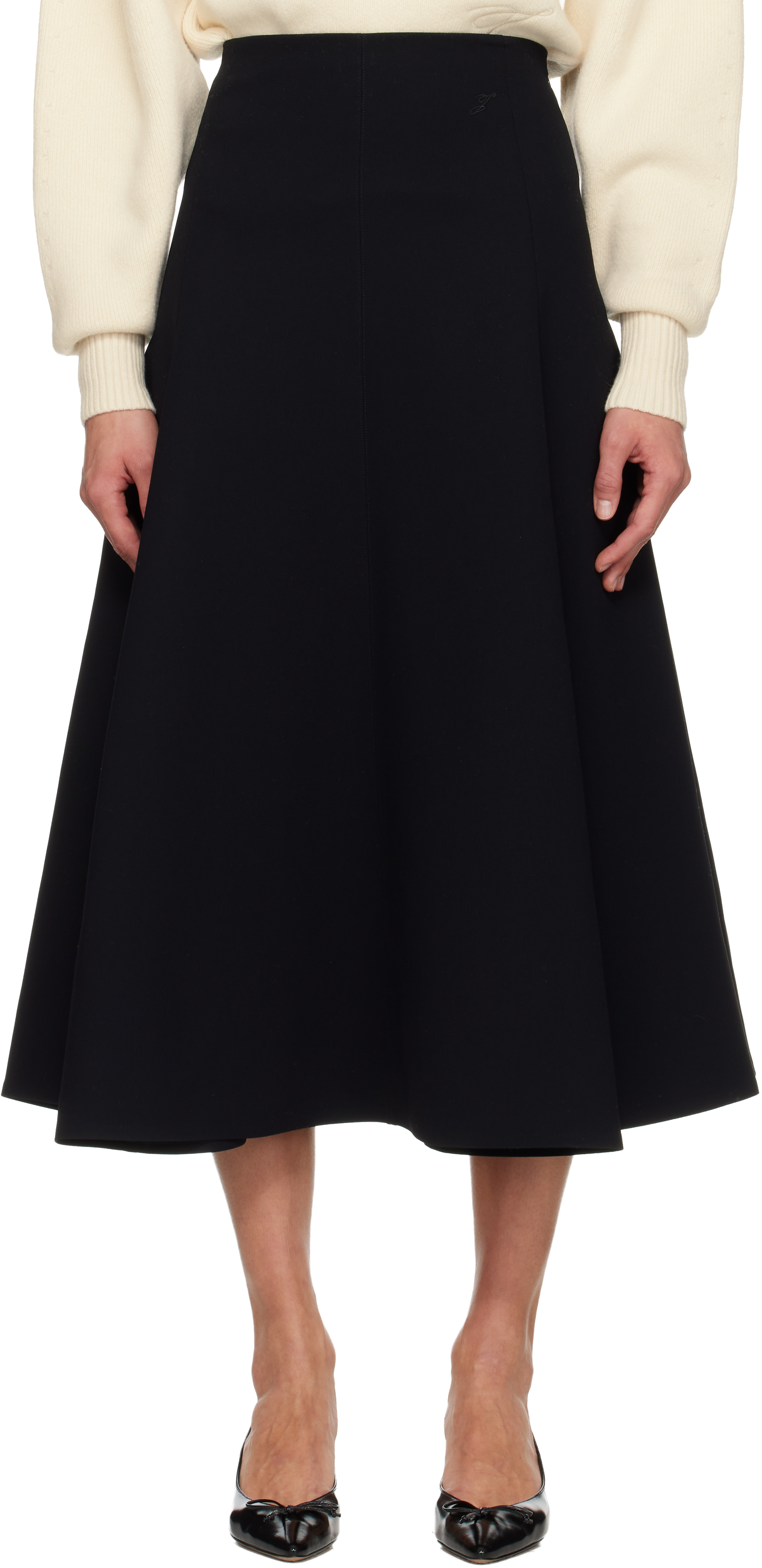 Jacquemus Black 'the Triangle' Midi Skirt In Black