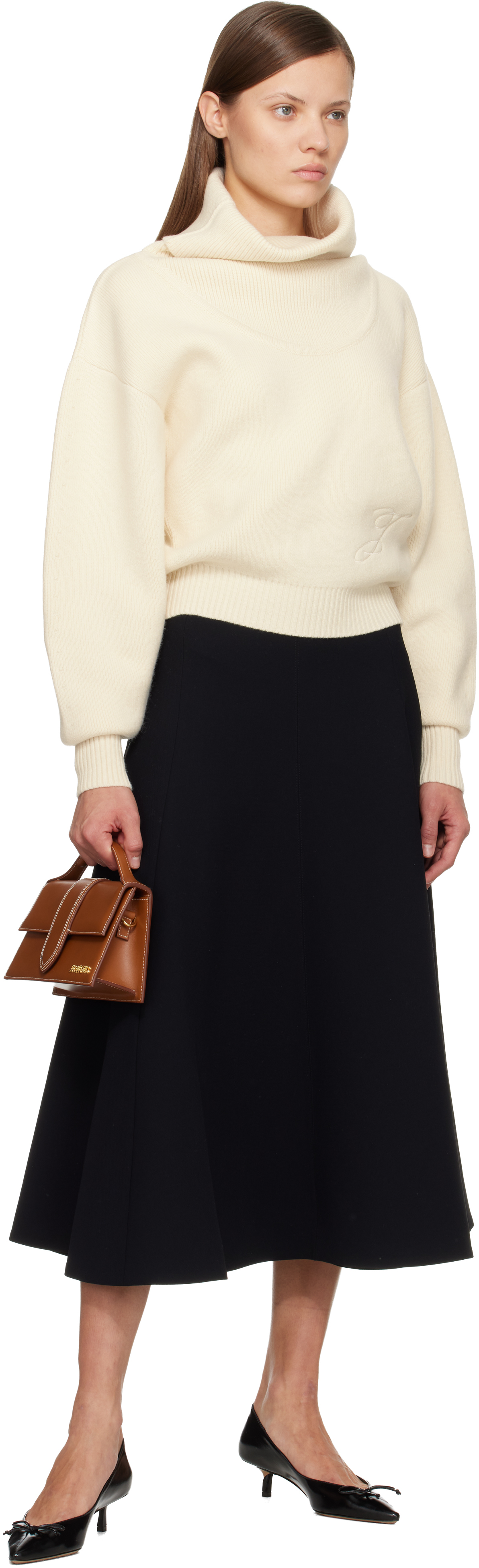 Jacquemus Black 'the Triangle' Midi Skirt In Black