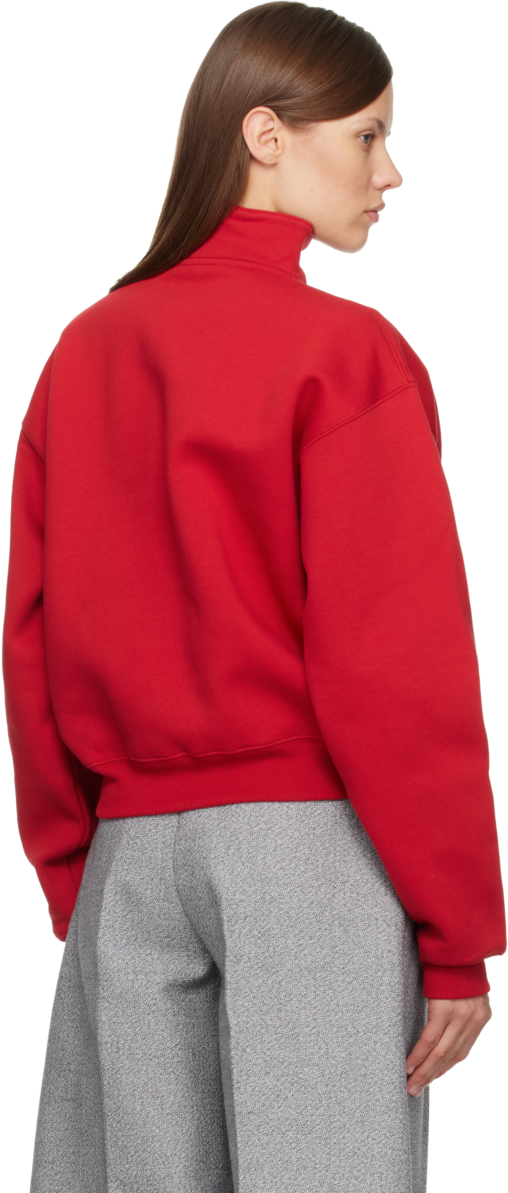 Jacquemus Gros Grain Half-zip Oversized Sweatshirt In Red
