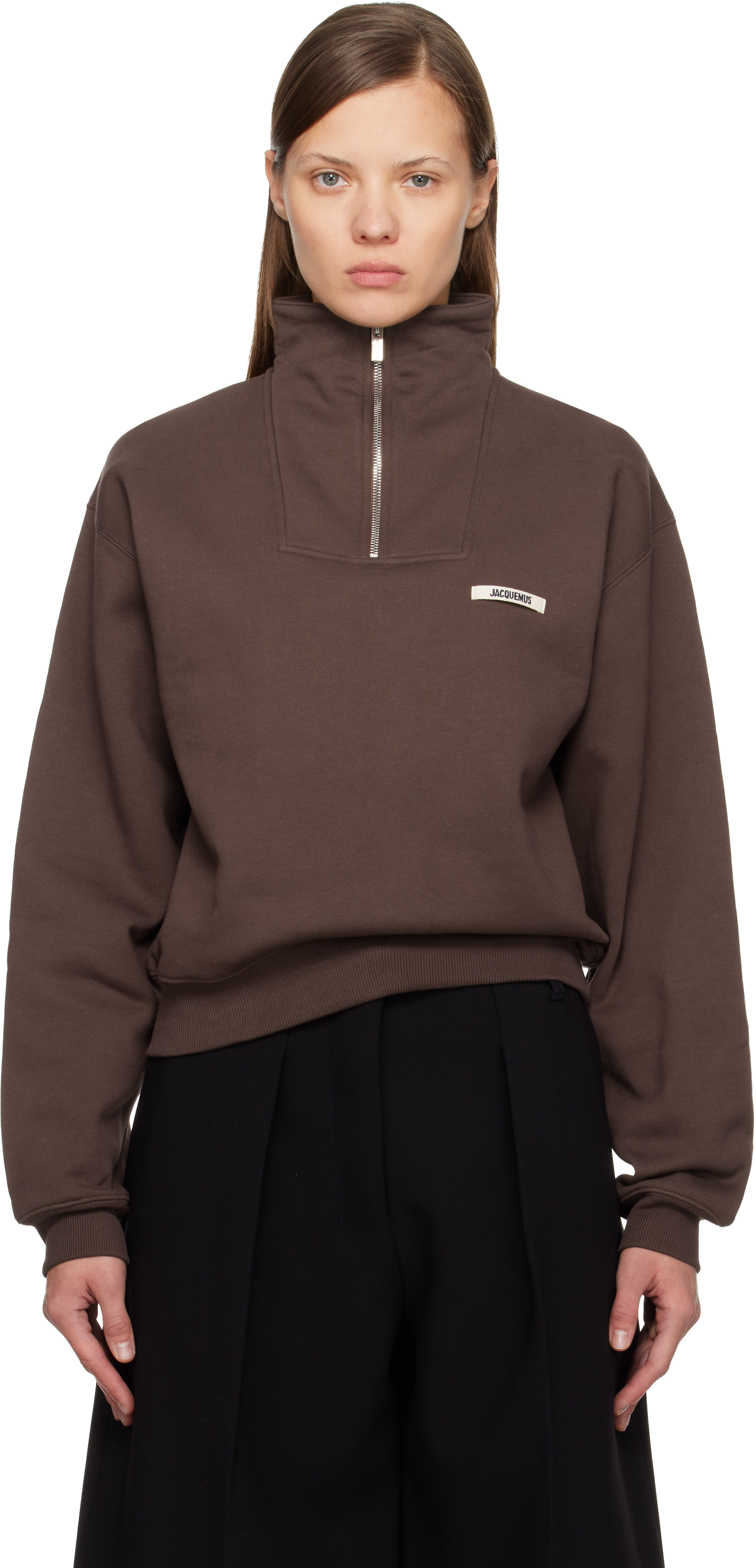 JACQUEMUS: Brown 'Le Camionneur Gros Grain' Sweatshirt | SSENSE