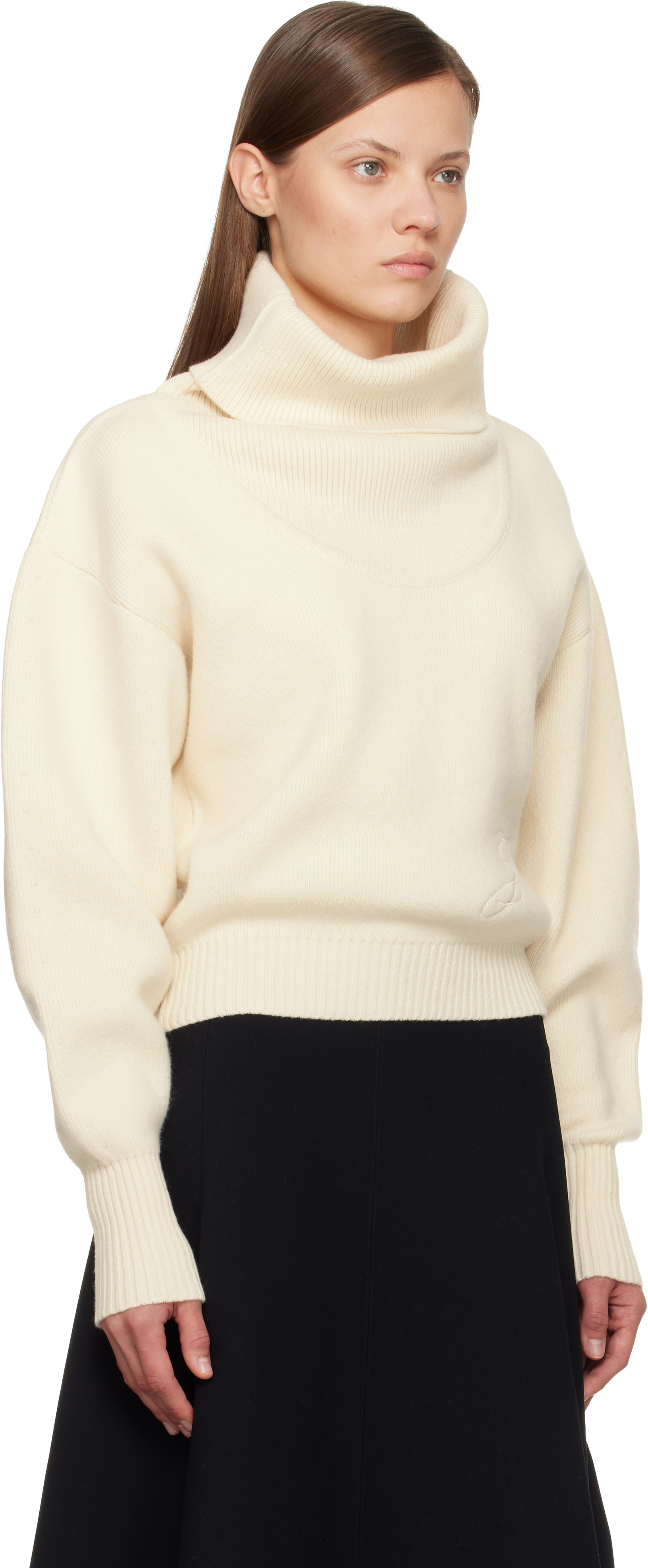 Jacquemus La Maille Pallone Turtleneck Wool-cashmere Sweater In White
