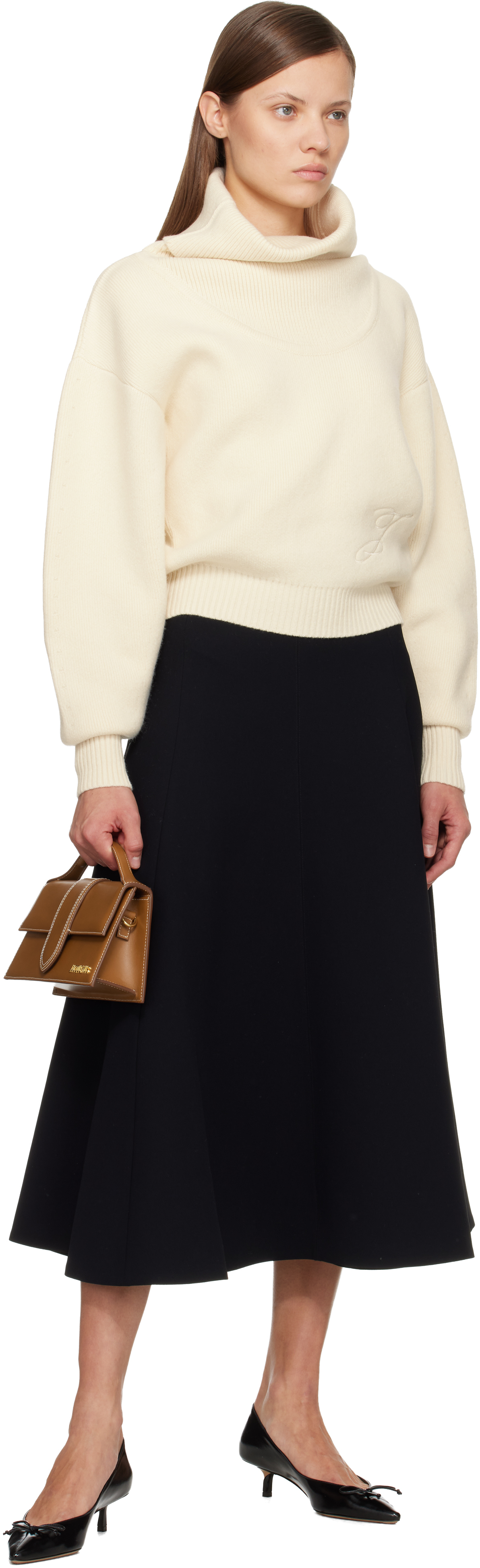 Jacquemus La Maille Pallone Turtleneck Wool-cashmere Sweater In White