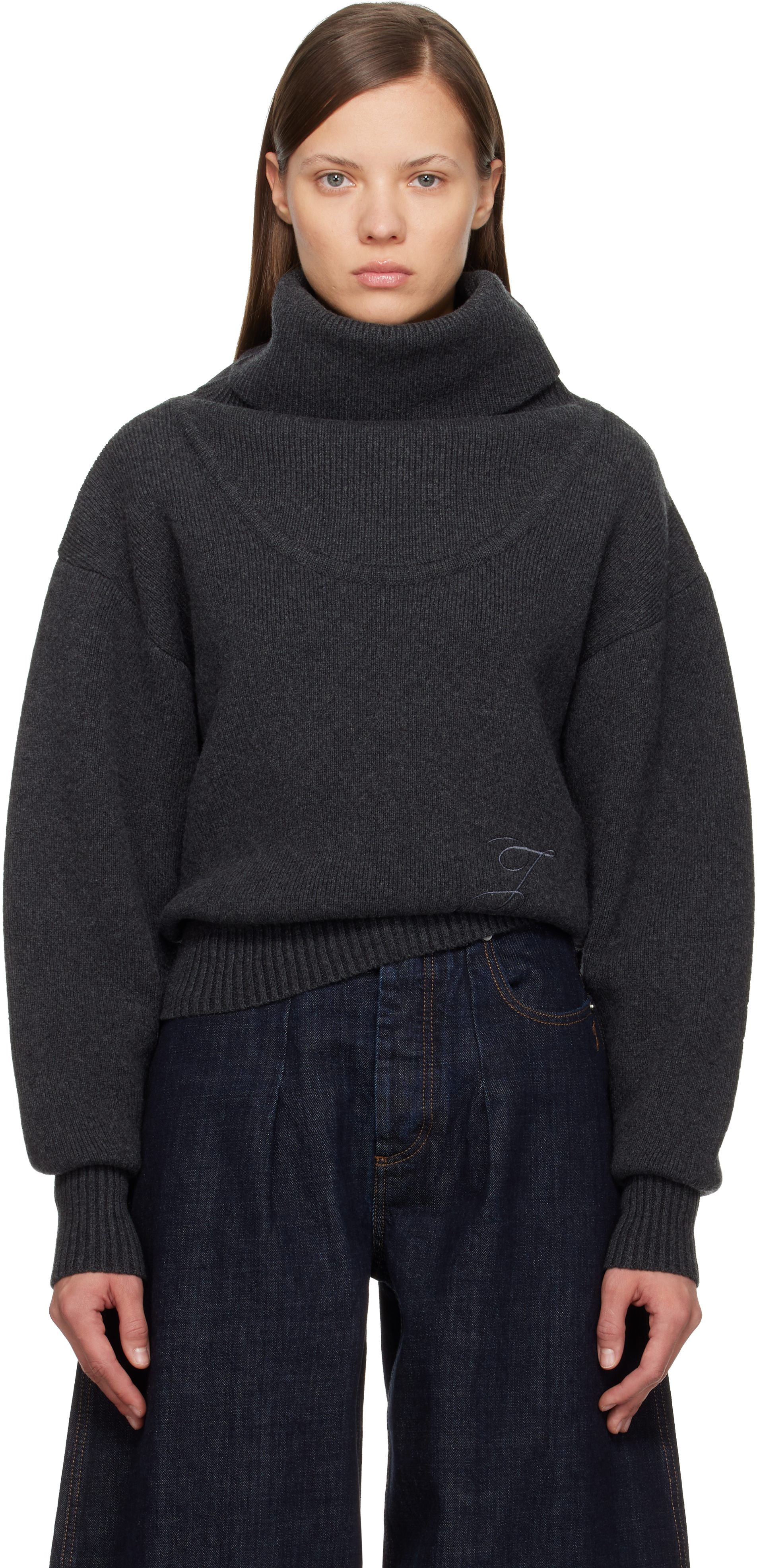 Jacquemus Wool Turtleneck Pallone In Black