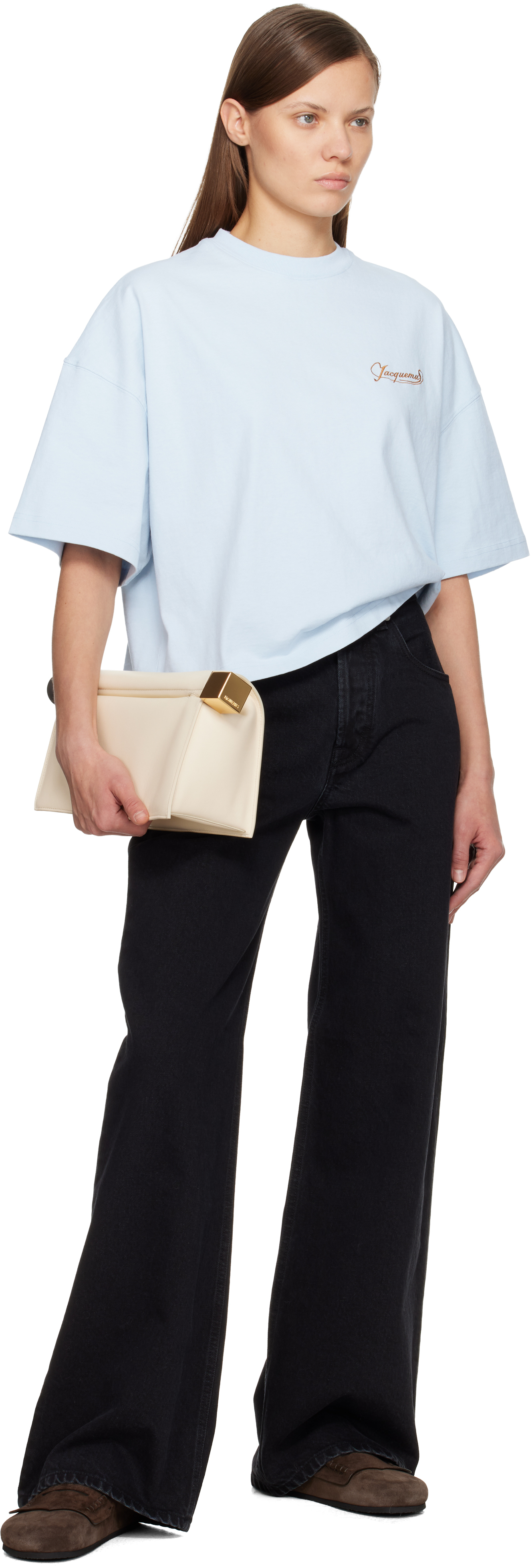 Jacquemus Le T-shirt Corto Logo-embroidered Cotton T-shirt In Blue