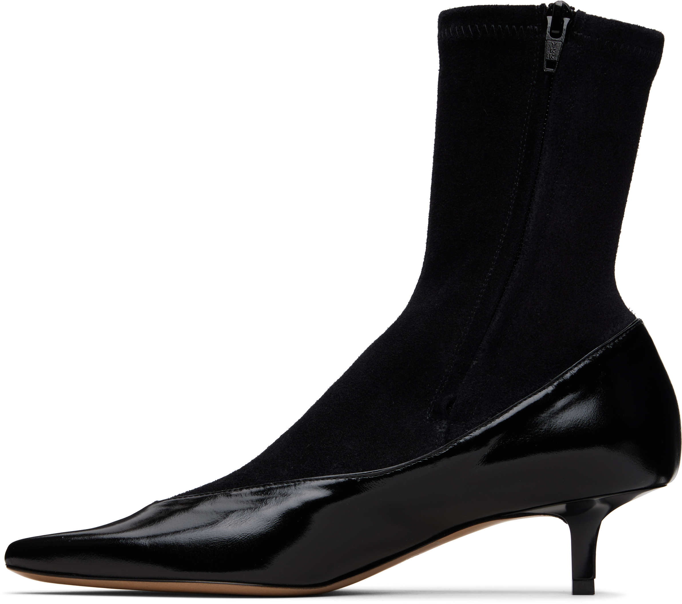 Jacquemus The Tourni Suede And Glossed-leather Ankle Boots In Black