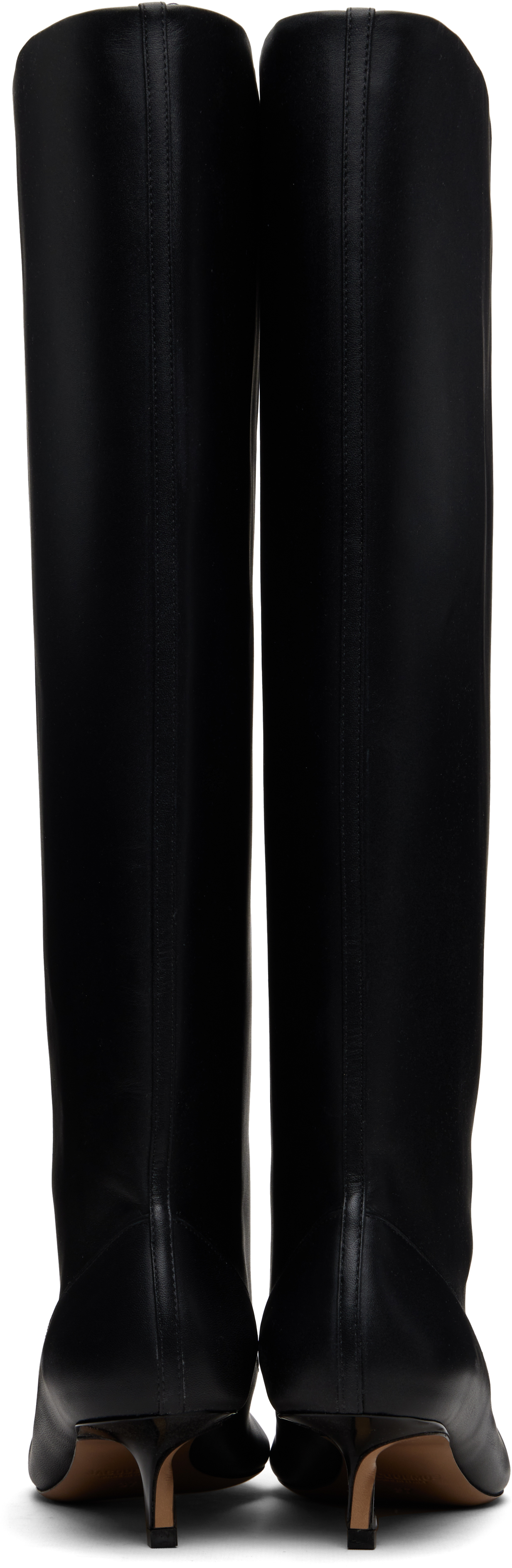 Jacquemus Brown Smooth Leather Wide The High Tourni Boots In Black