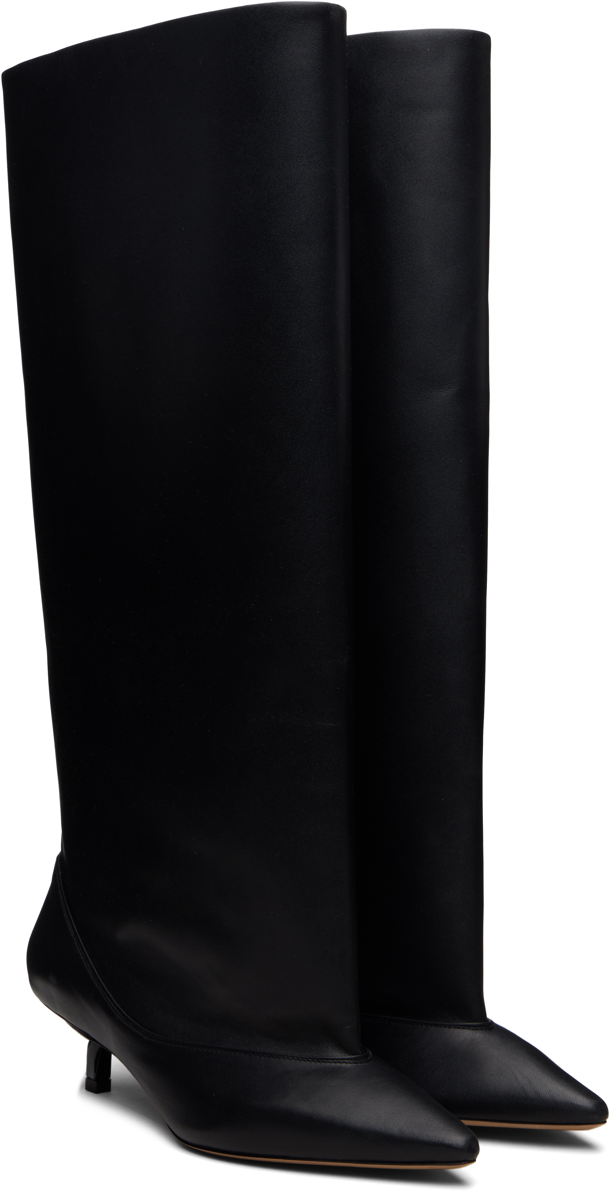 Jacquemus Brown Smooth Leather Wide The High Tourni Boots In Black