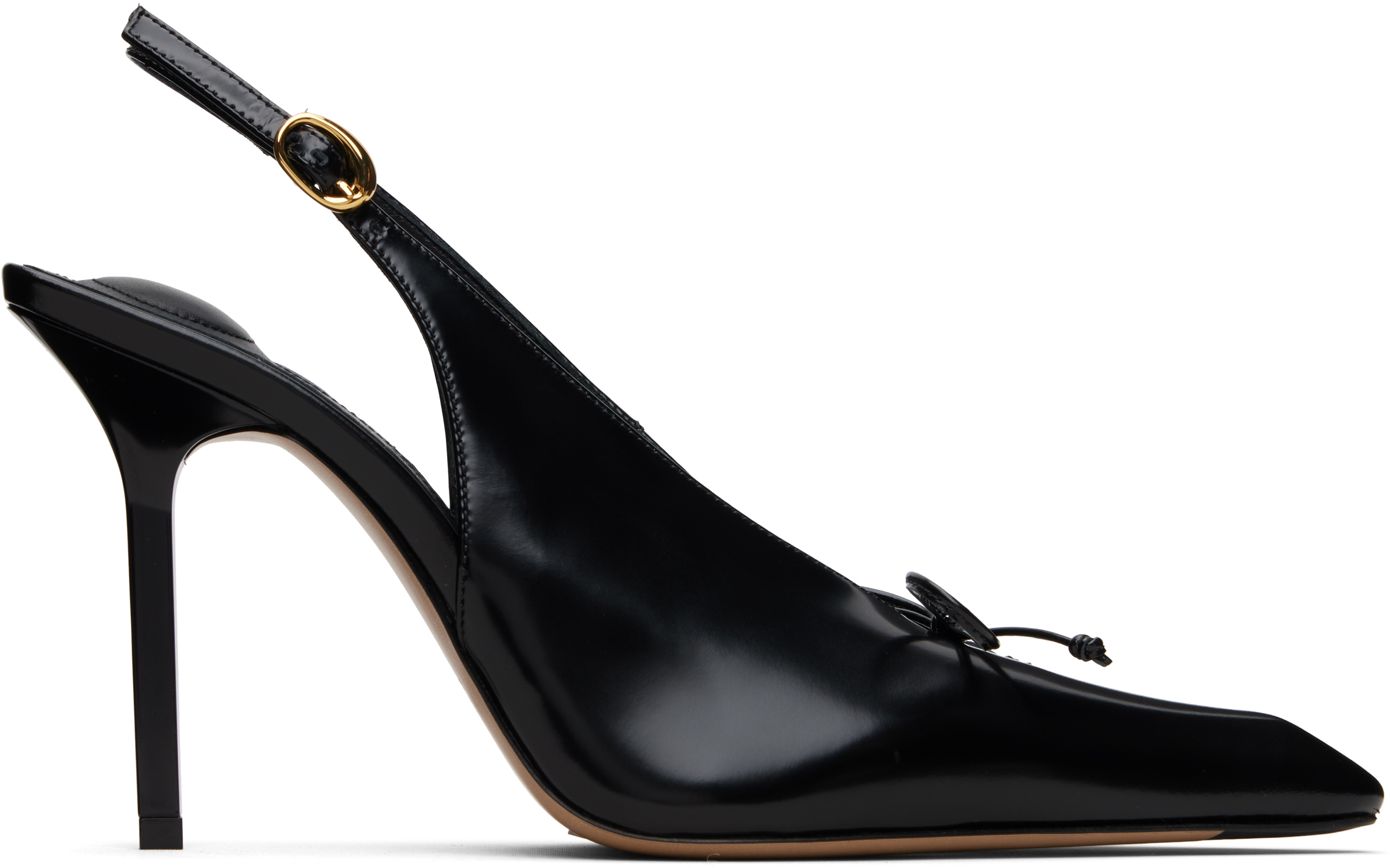 Jacquemus 100mm Les Cubisto H Leather Slingbacks In Black
