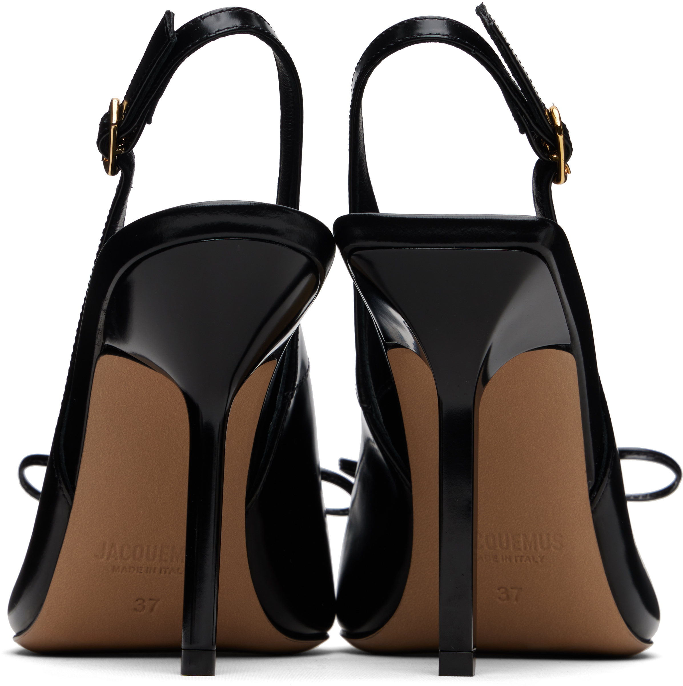 Jacquemus 100mm Les Cubisto H Leather Slingbacks In Black