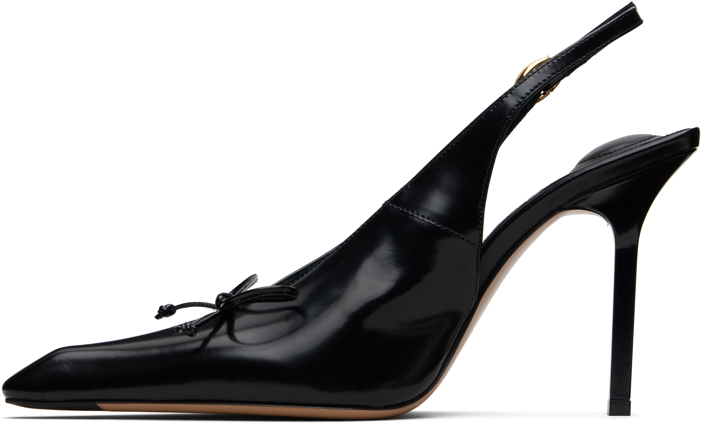 Jacquemus 100mm Les Cubisto H Leather Slingbacks In Black