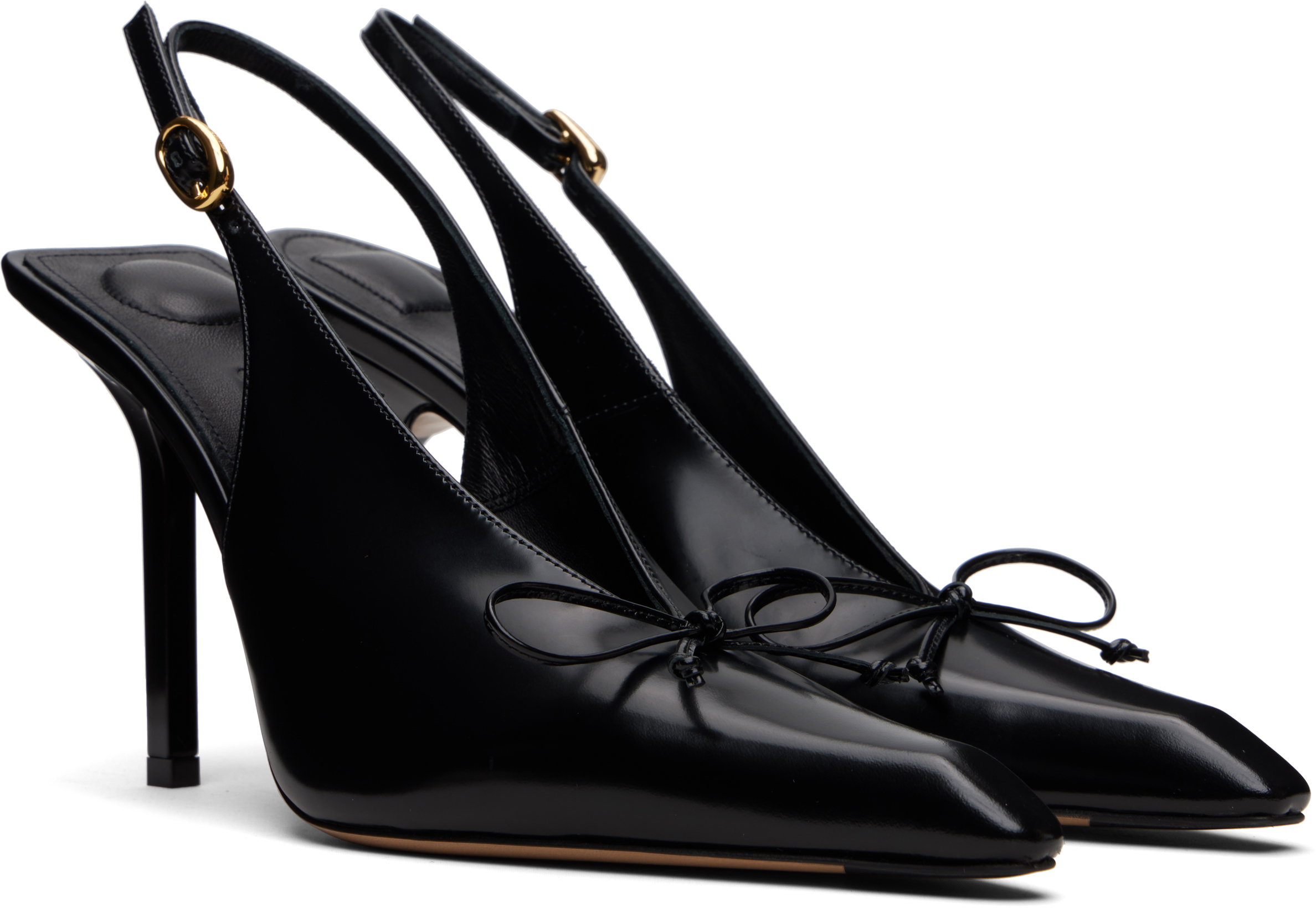 Jacquemus 100mm Les Cubisto H Leather Slingbacks In Black