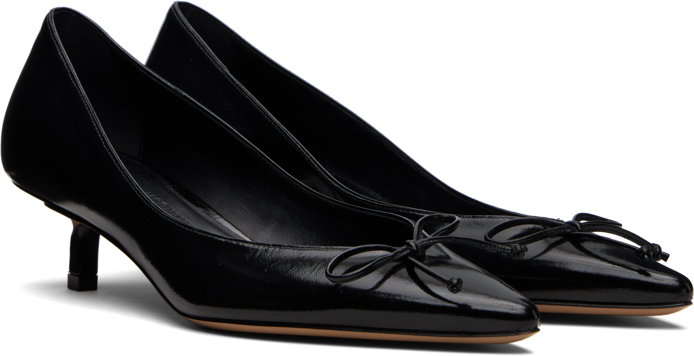 Jacquemus Pointed Toe Pumps Bow Detail In Black