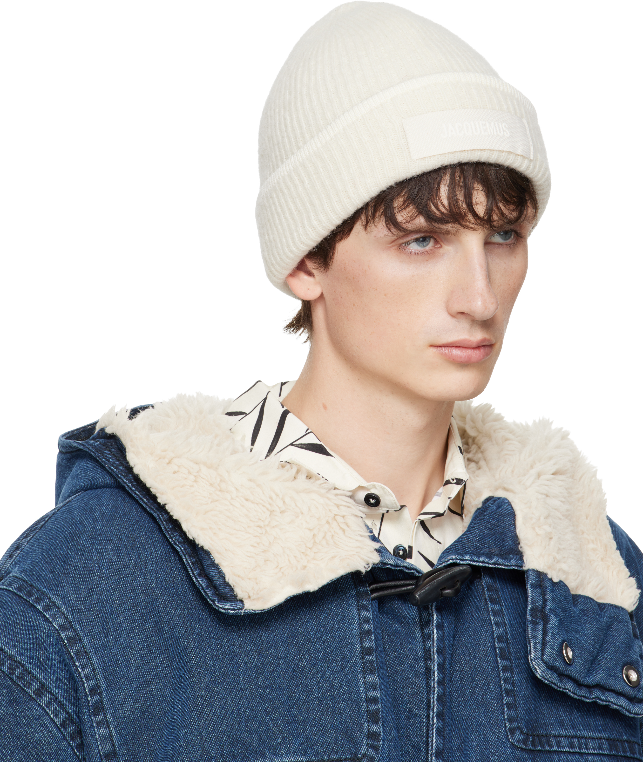 Jacquemus Off-white La Casa 'the Gros Grain' Beanie In White