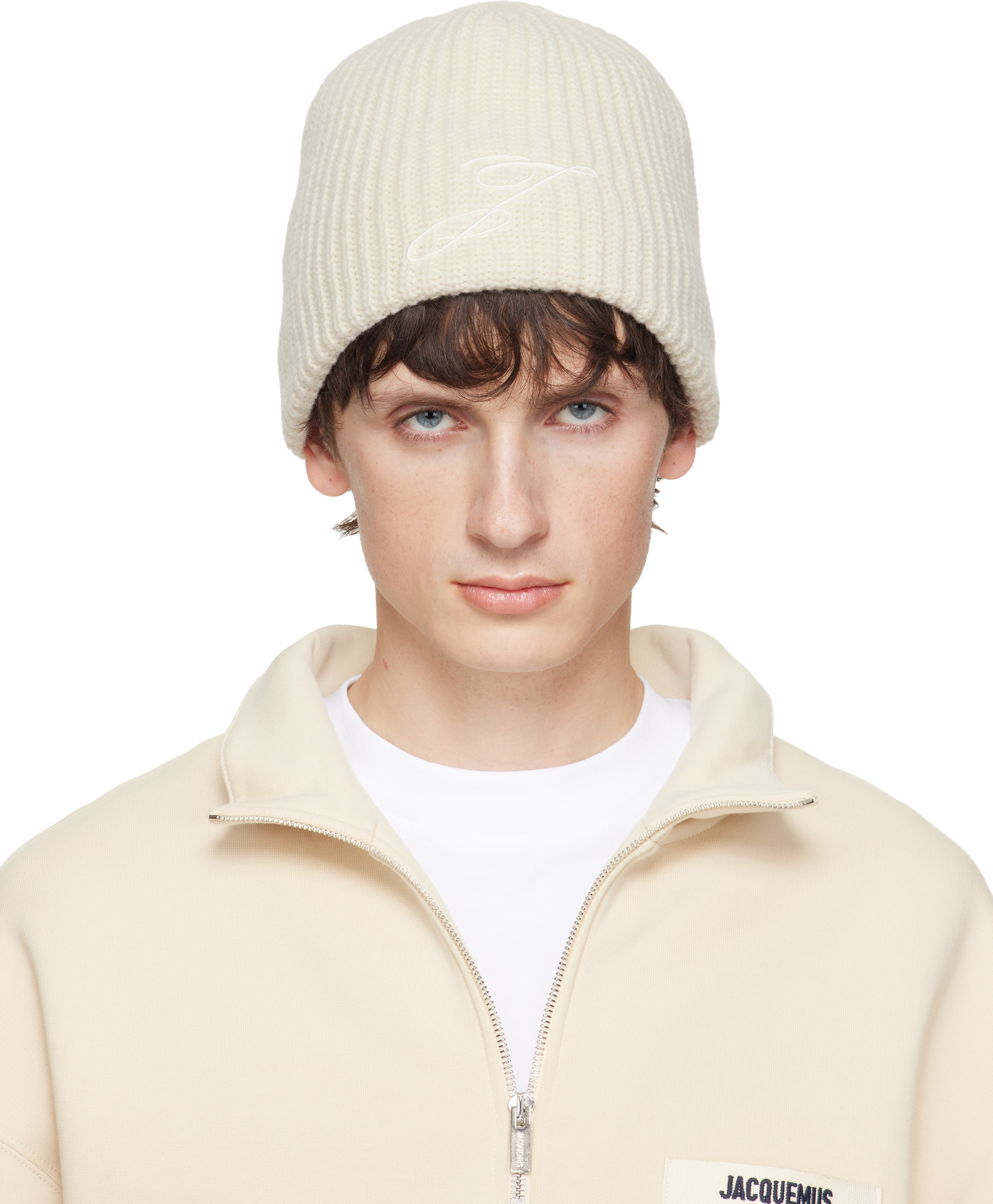 Jacquemus Off-white 'the Espiral' Beanie In White
