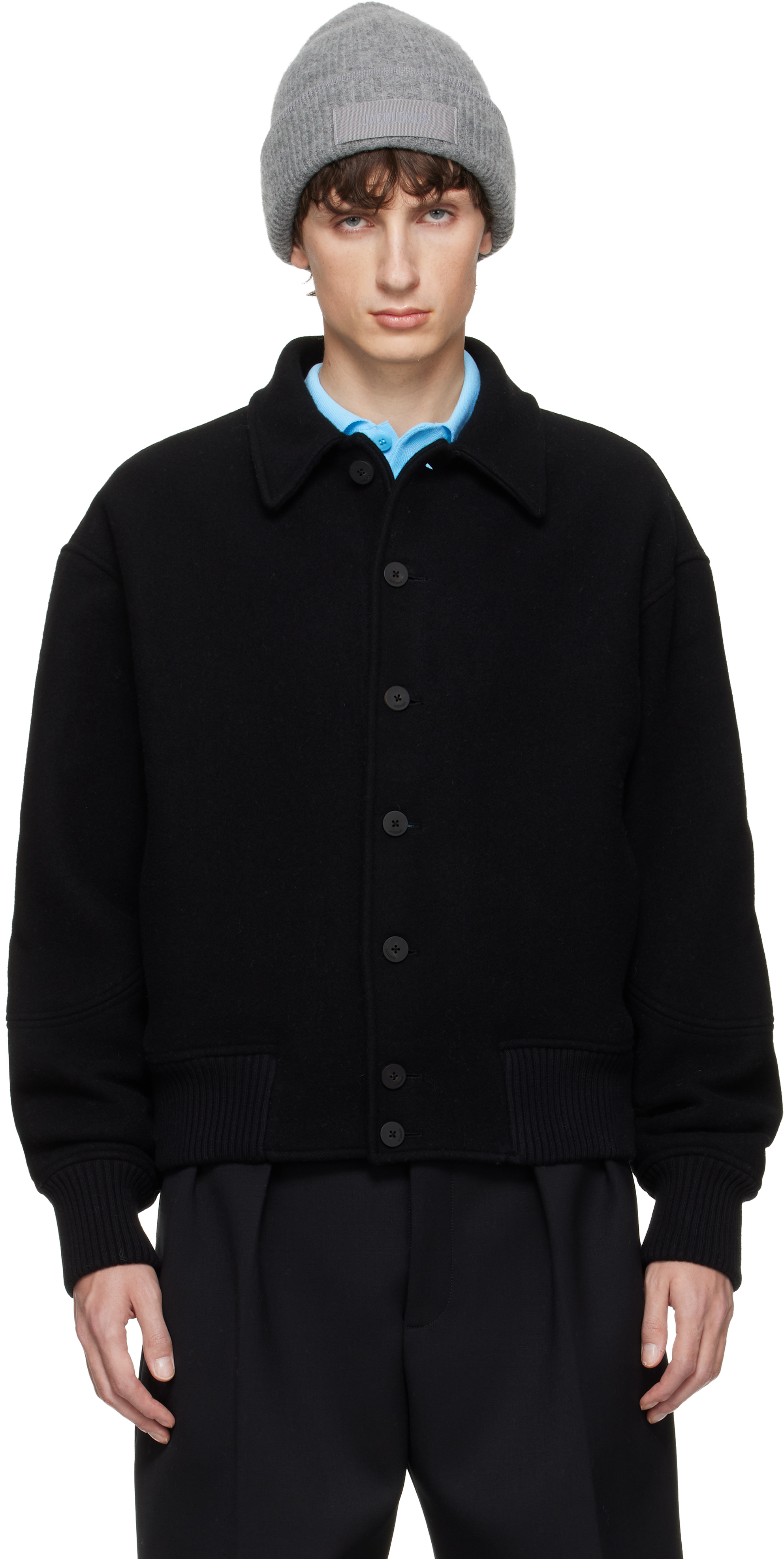 Jacquemus Black La Croisière 'the Feltro' Bomber Jacket In Black
