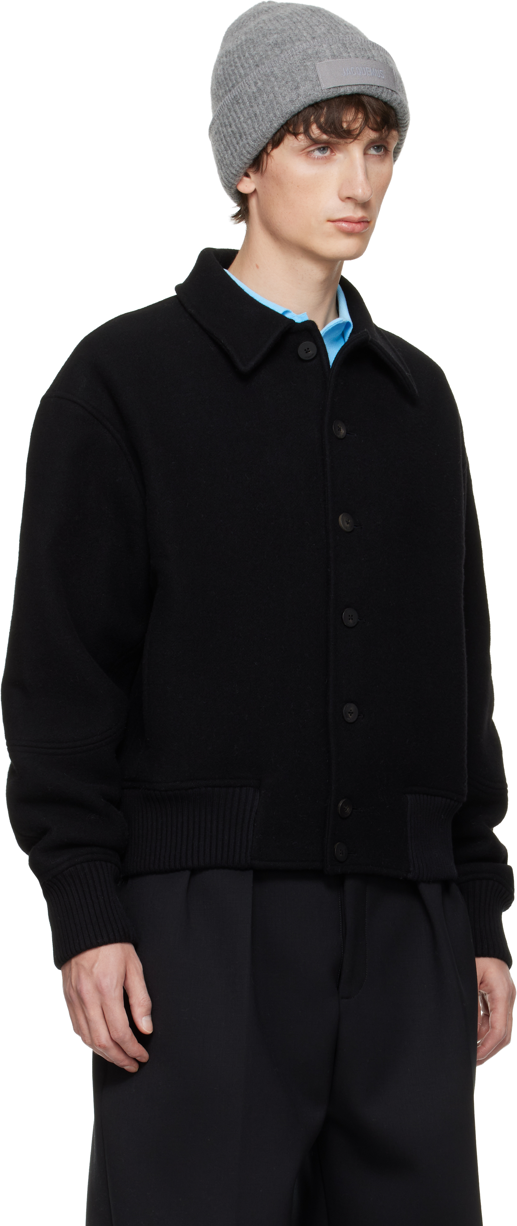 Jacquemus Black La Croisière 'the Feltro' Bomber Jacket In Black