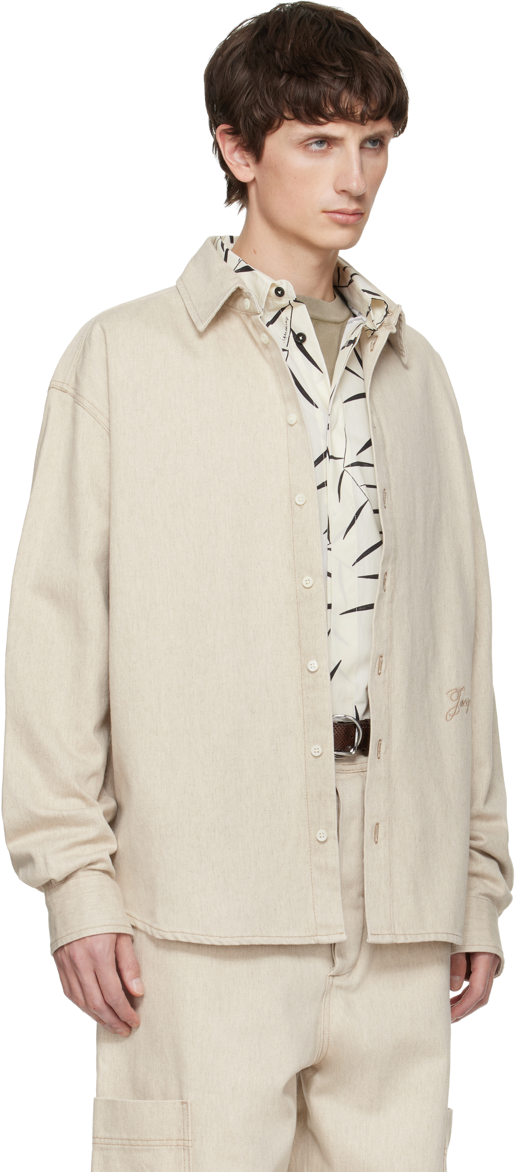 Jacquemus Simon Denim Shirt Long Sleeves In Neutral