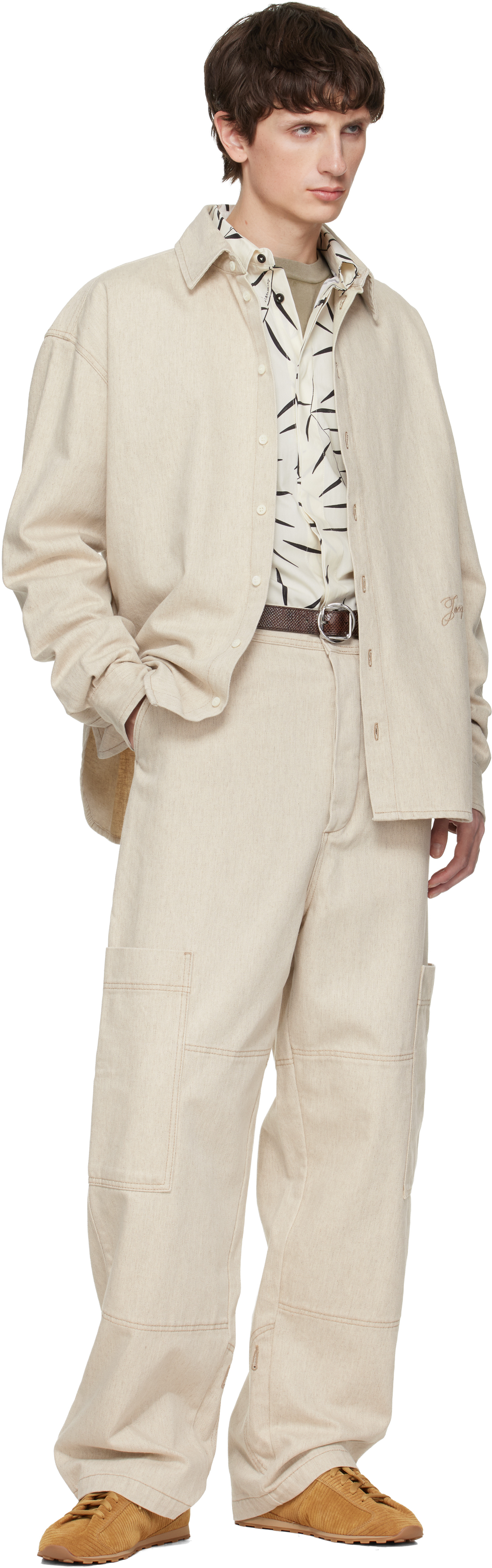 Jacquemus Simon Denim Shirt Long Sleeves In Neutral