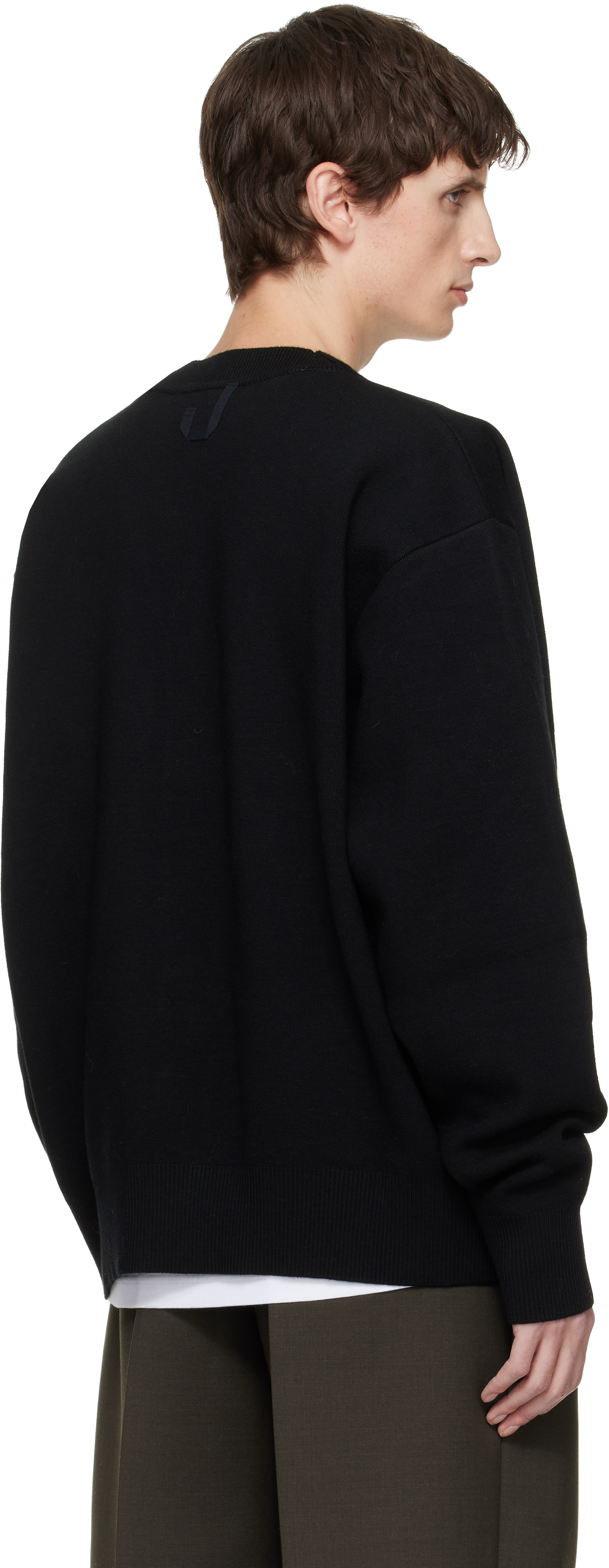 Jacquemus Men Black V-neck Cardigan With J Logo On The Back In Wool Man