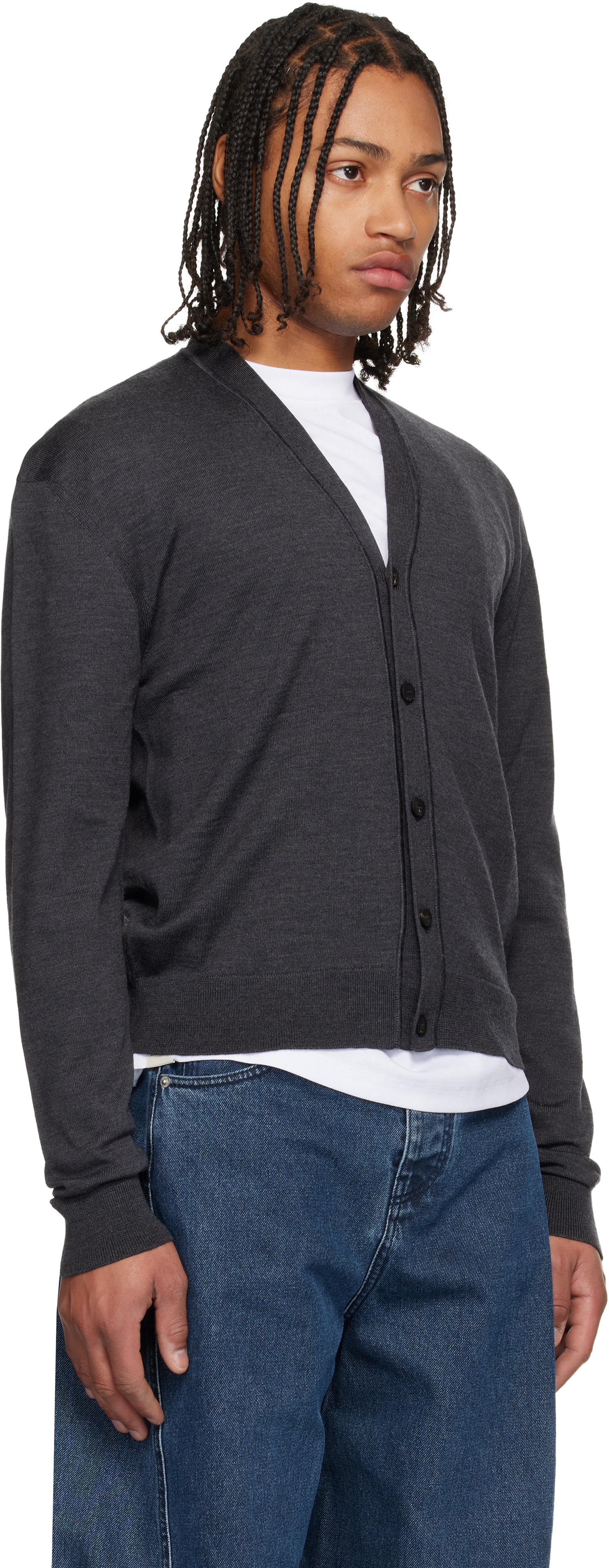 Jacquemus Embroidered Long Sleeve Cardigan In Blue