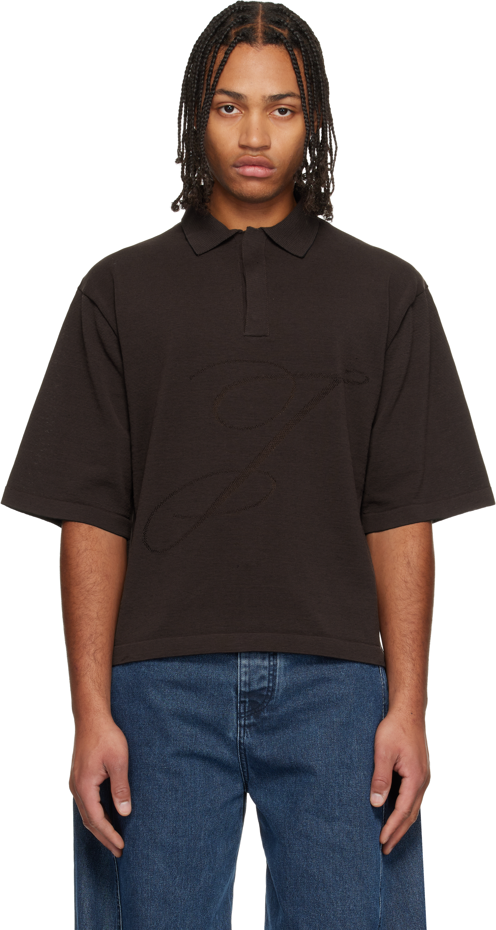 Jacquemus Logo-detailing Polo Shirt In Brown