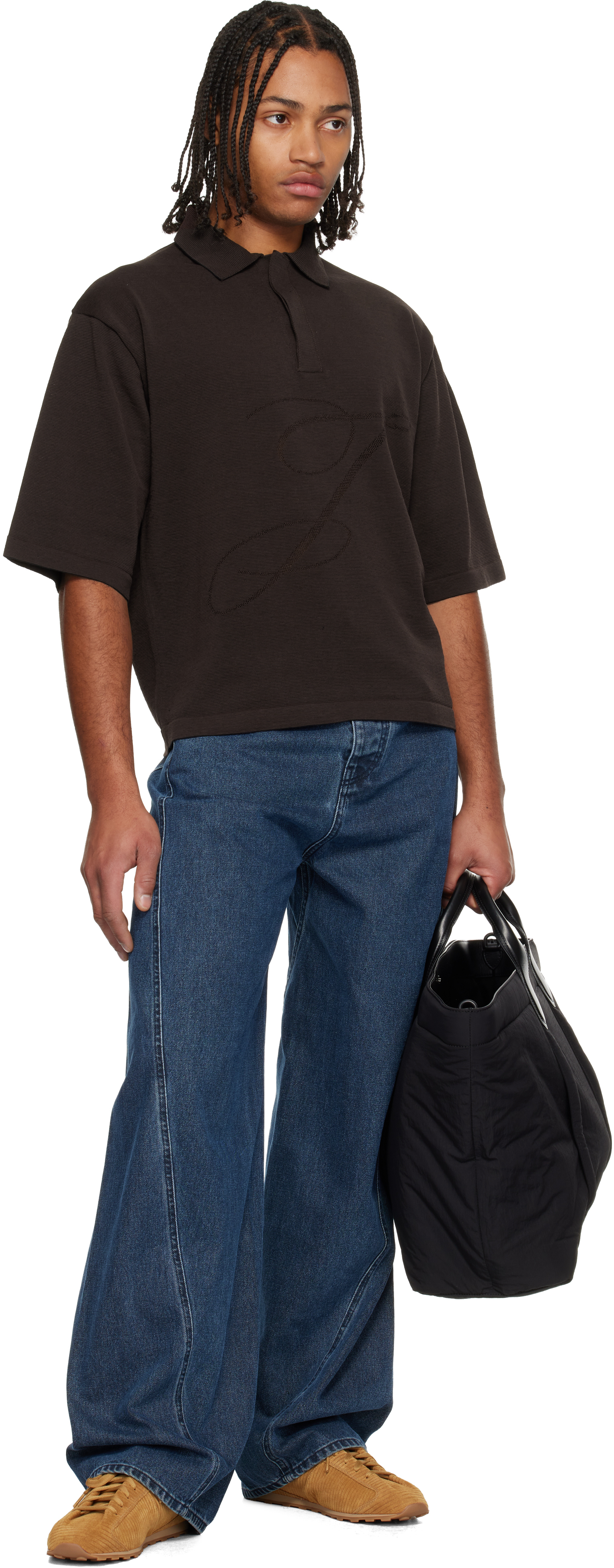 Jacquemus Logo-detailing Polo Shirt In Brown