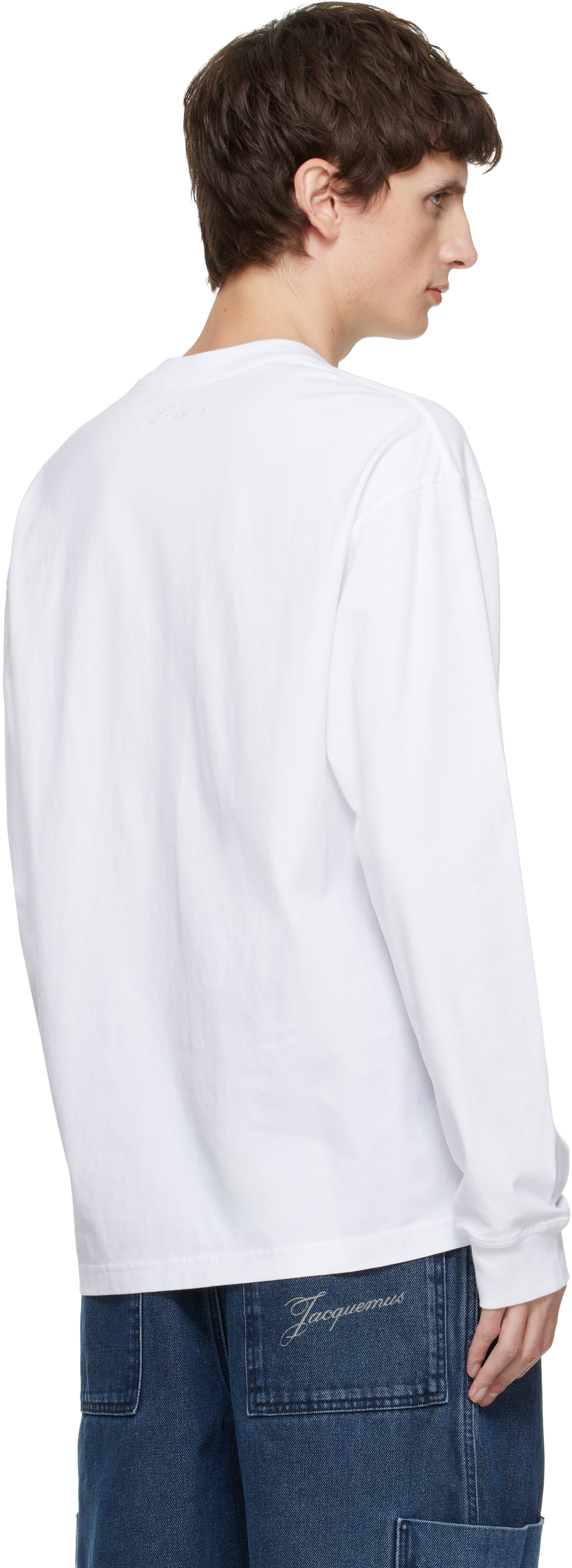 Jacquemus Le T-shirt Typo Long-sleeve Cotton T-shirt In White