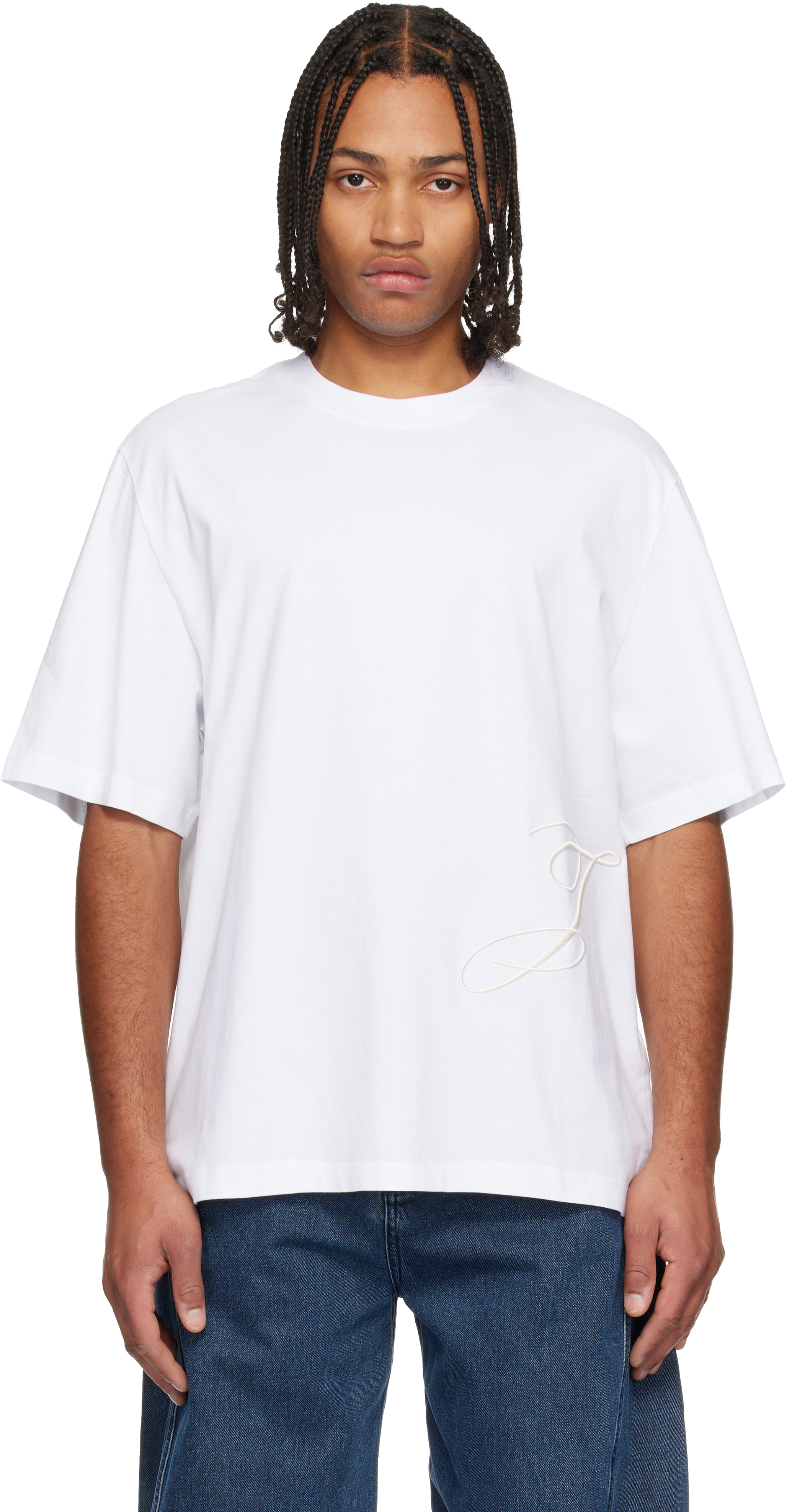 JACQUEMUS: White 'Le T-shirt J MC' T-shirt | SSENSE