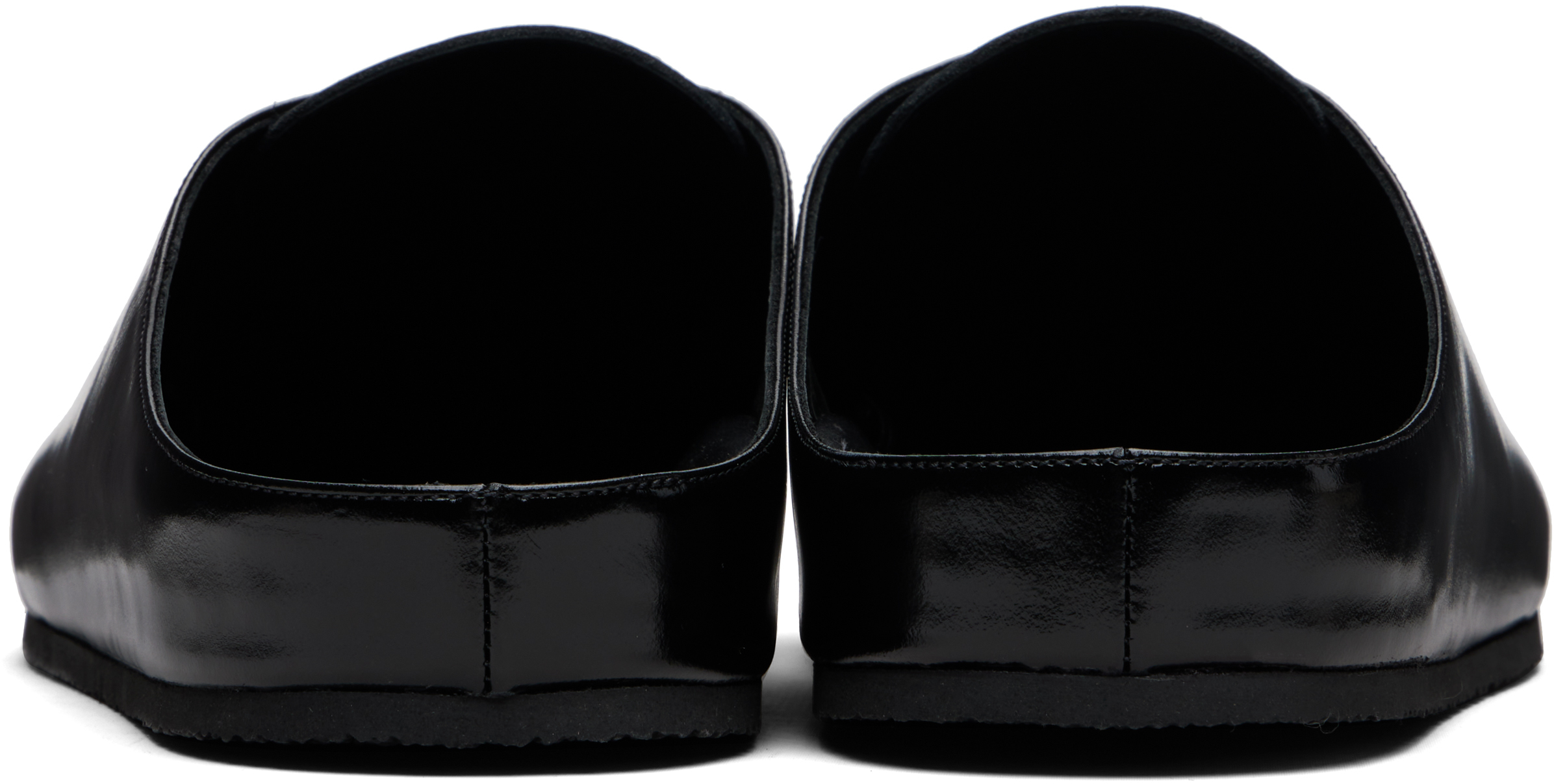Jacquemus Round Toe Open Back Flat Sole Slippers In Black