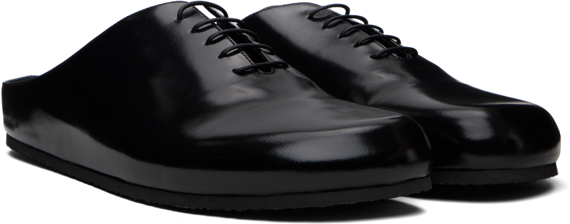 Jacquemus Round Toe Open Back Flat Sole Slippers In Black