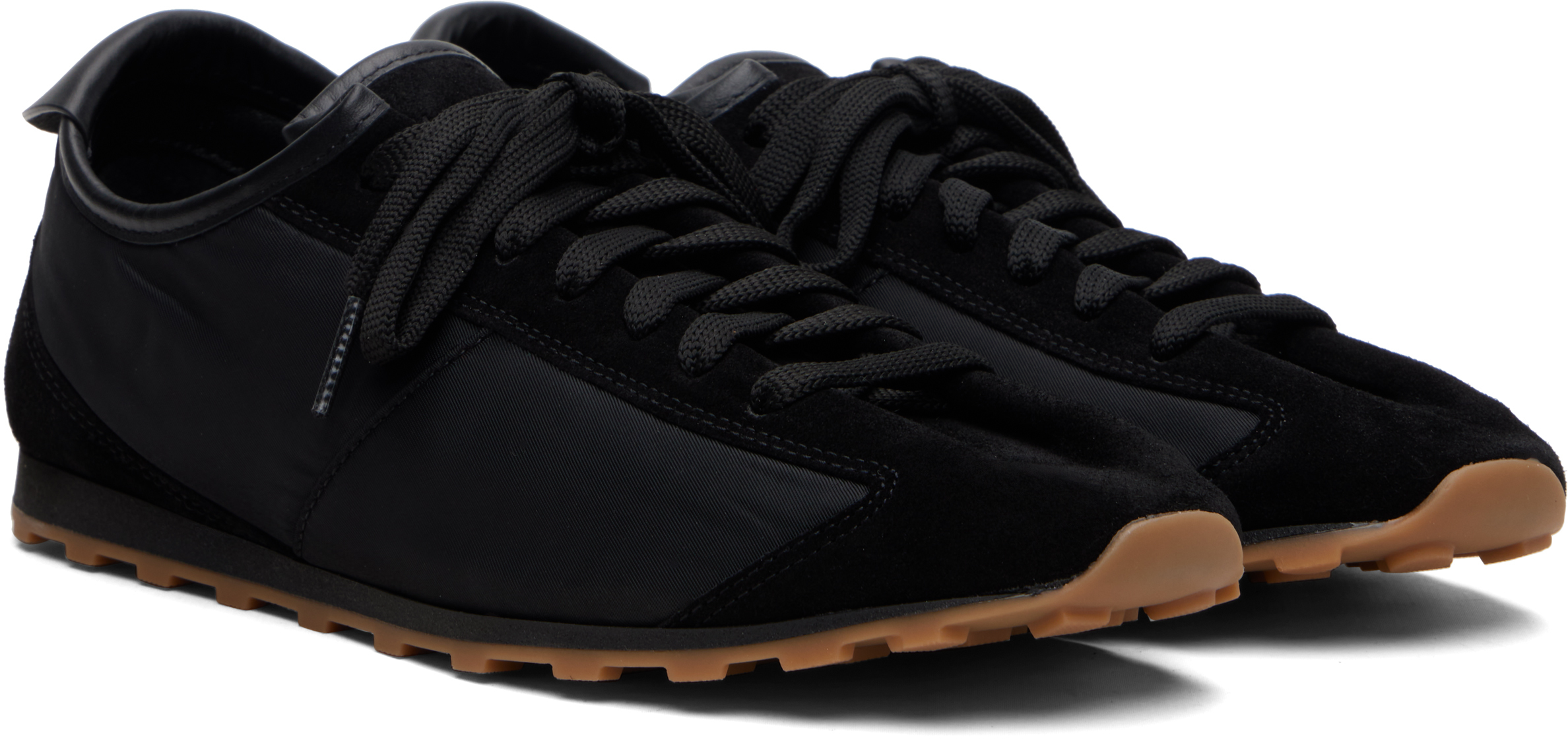 Jacquemus Smooth Suede-textured Sneakers With Contrasting Rubber Sole In Black