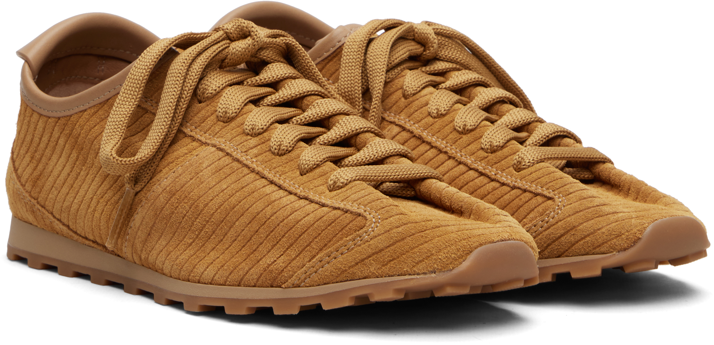 Jacquemus Le Tennis Sneakers In Soft Corduroy-embossed Suede In Brown