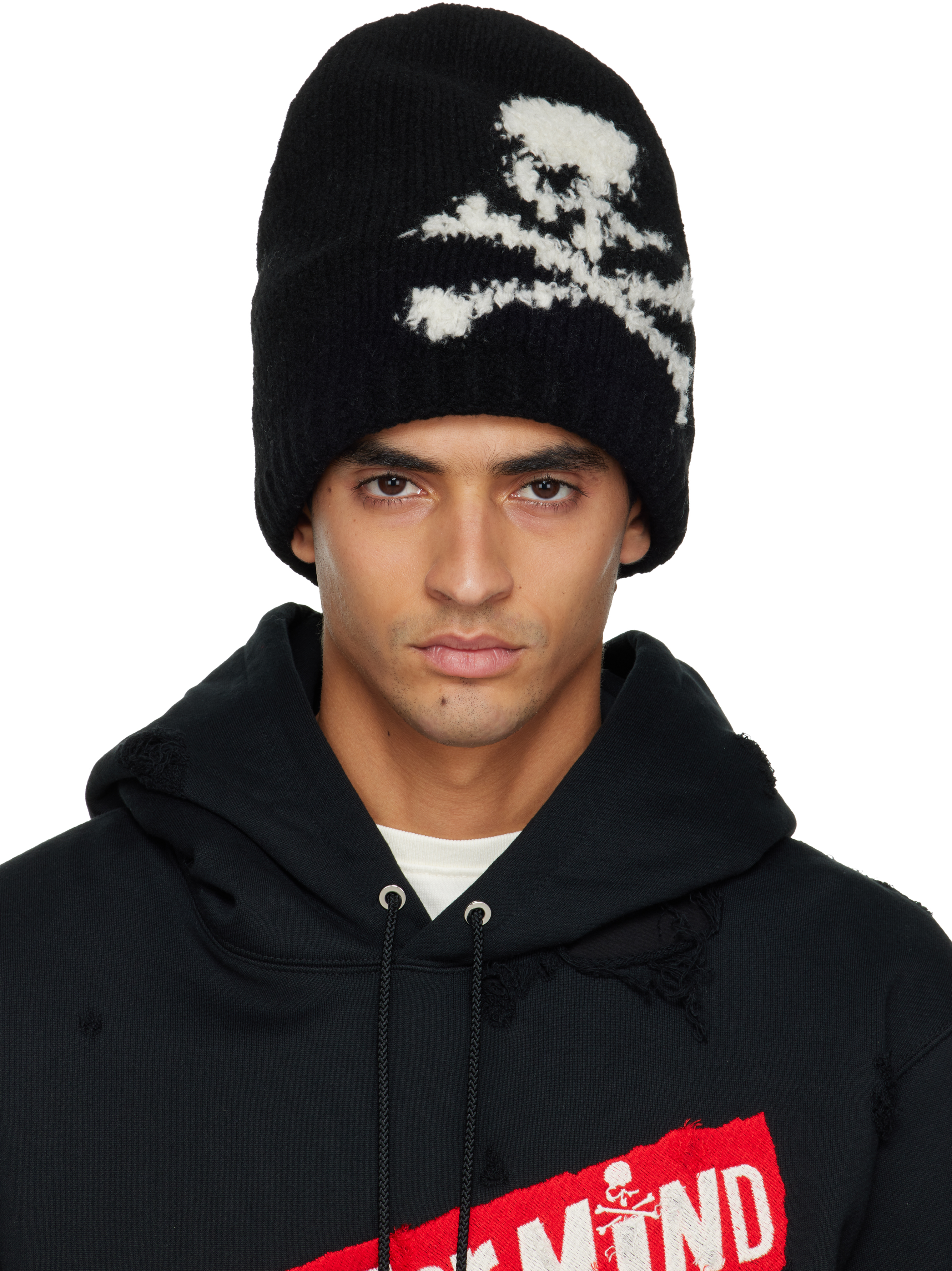 Mastermind Japan Black Cashmere Beanie In Black