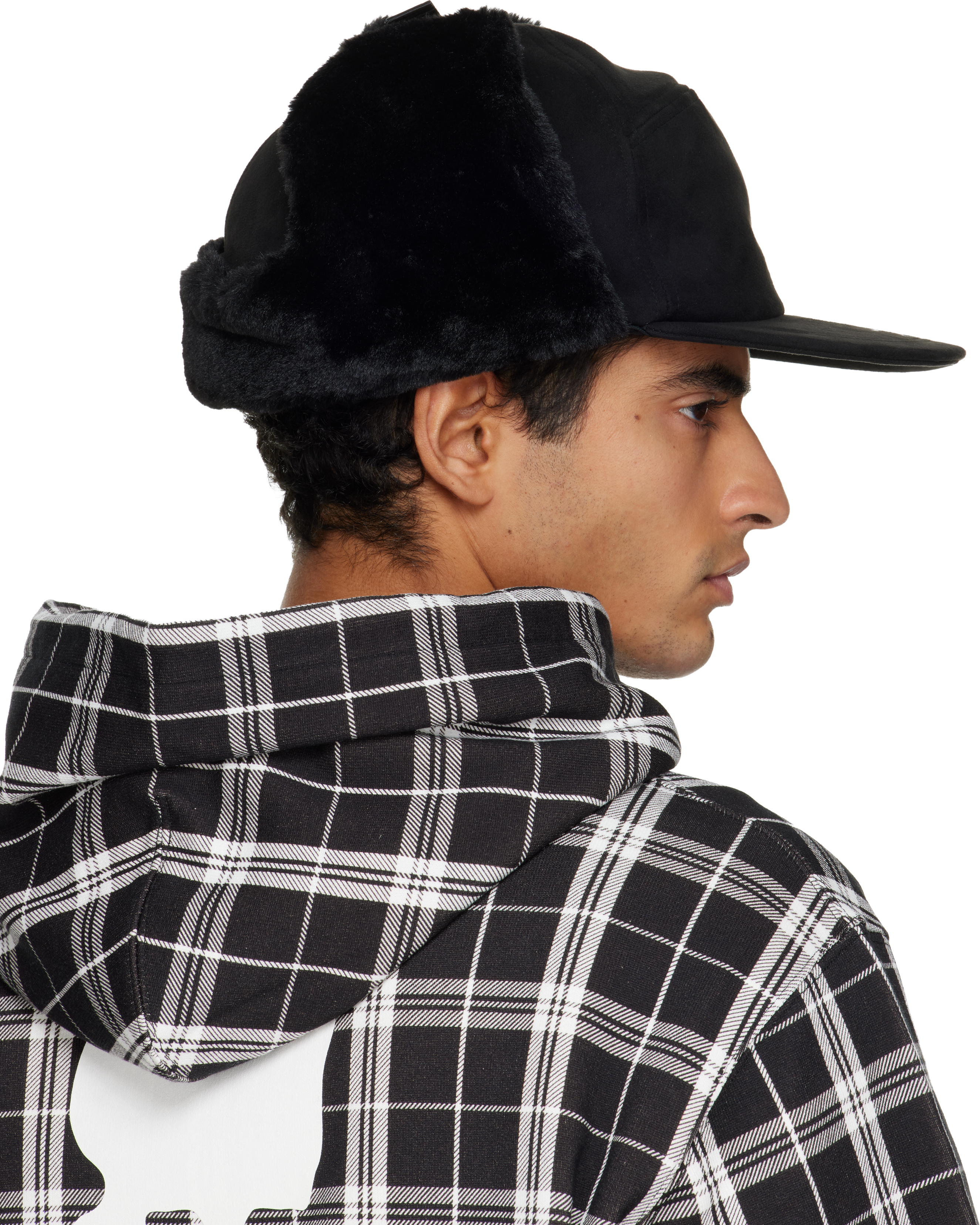 Mastermind Japan Black Mj Faux Fur Flying Cap In Black