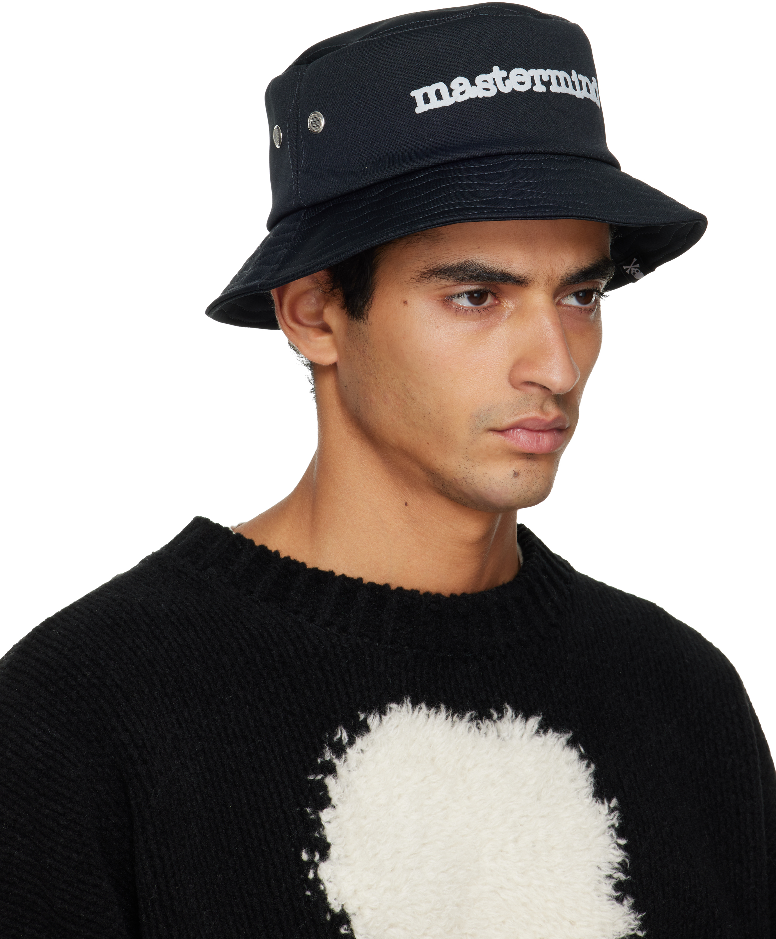 Mastermind Japan Black Stitched Bucket Hat In Blue