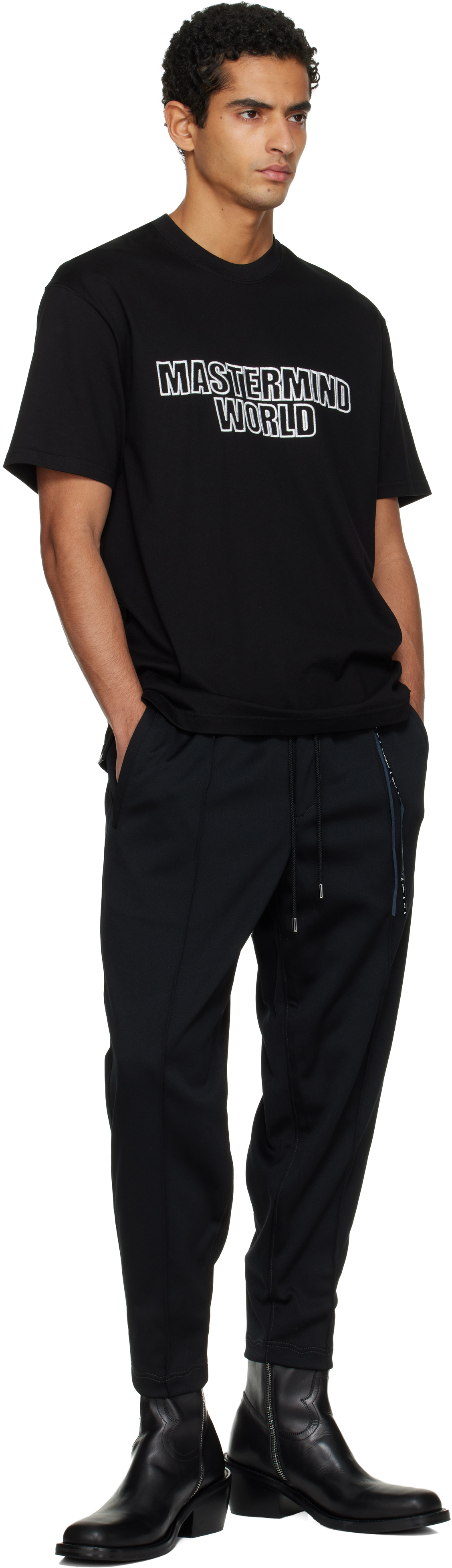 Mastermind Japan Black Stitched Tapered Trousers In Black