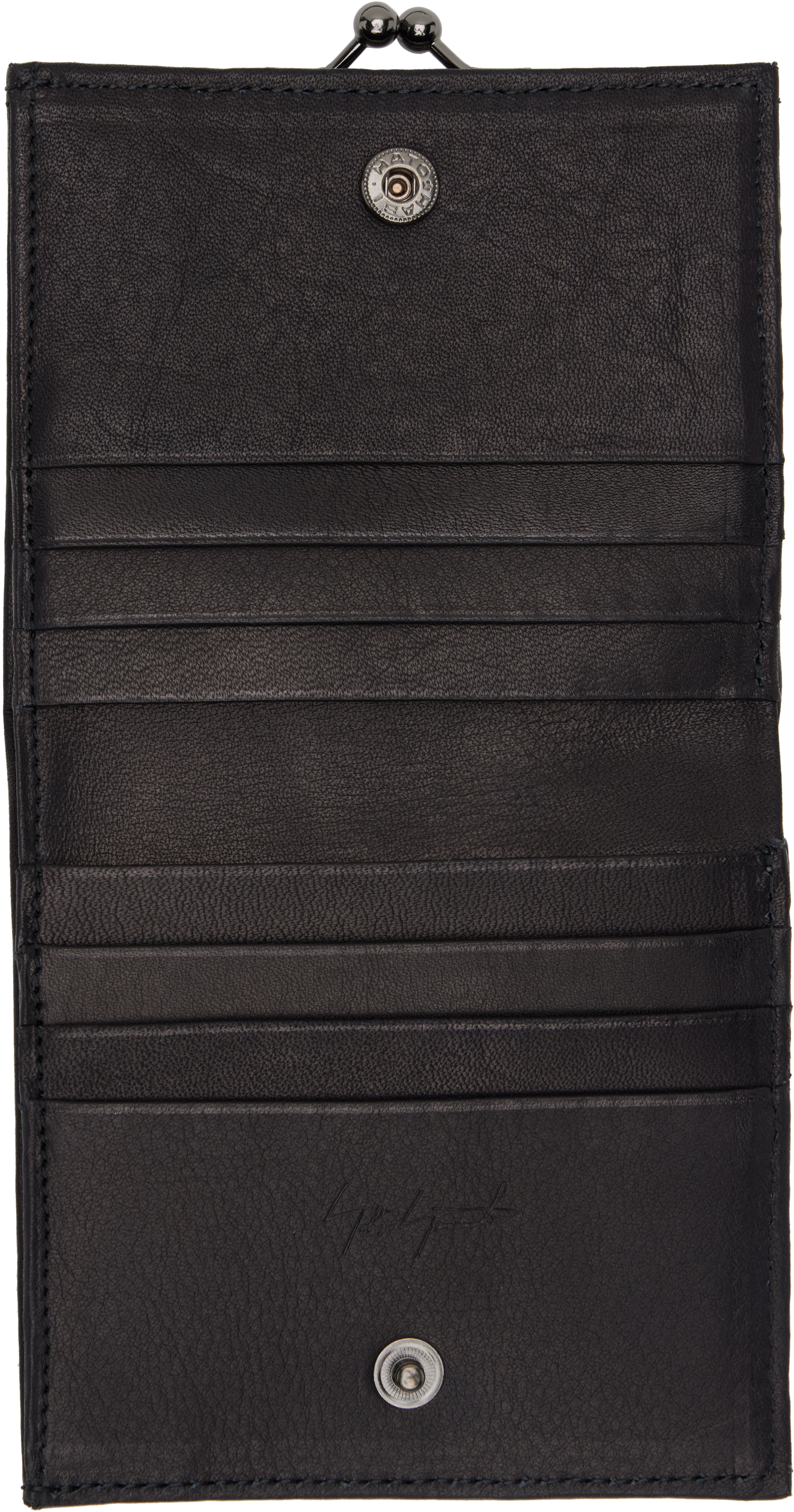 Yohji Yamamoto Black Clasp M Wallet In Black