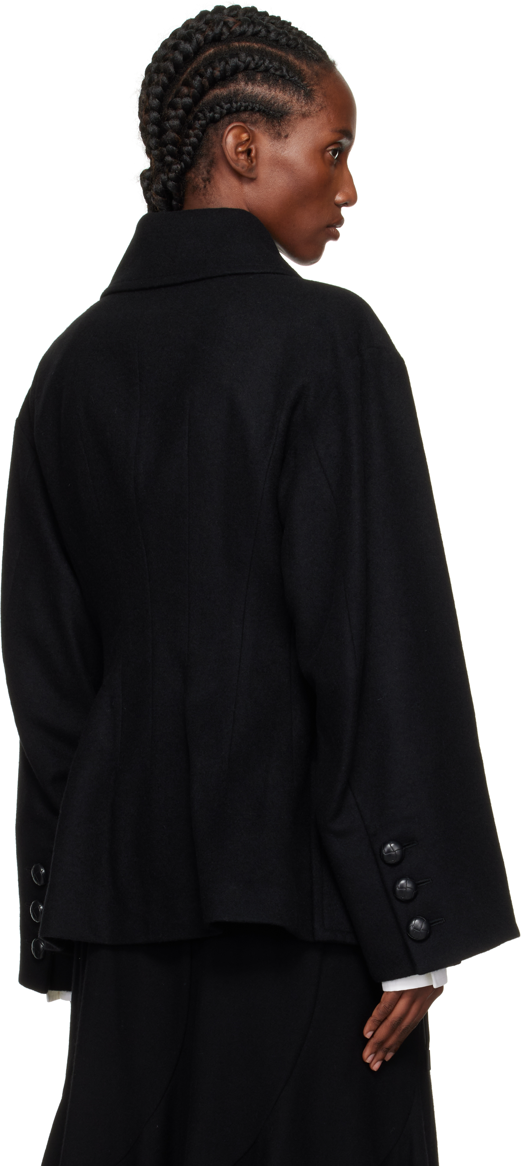 Yohji Yamamoto Black Darts Pea Coat In Black