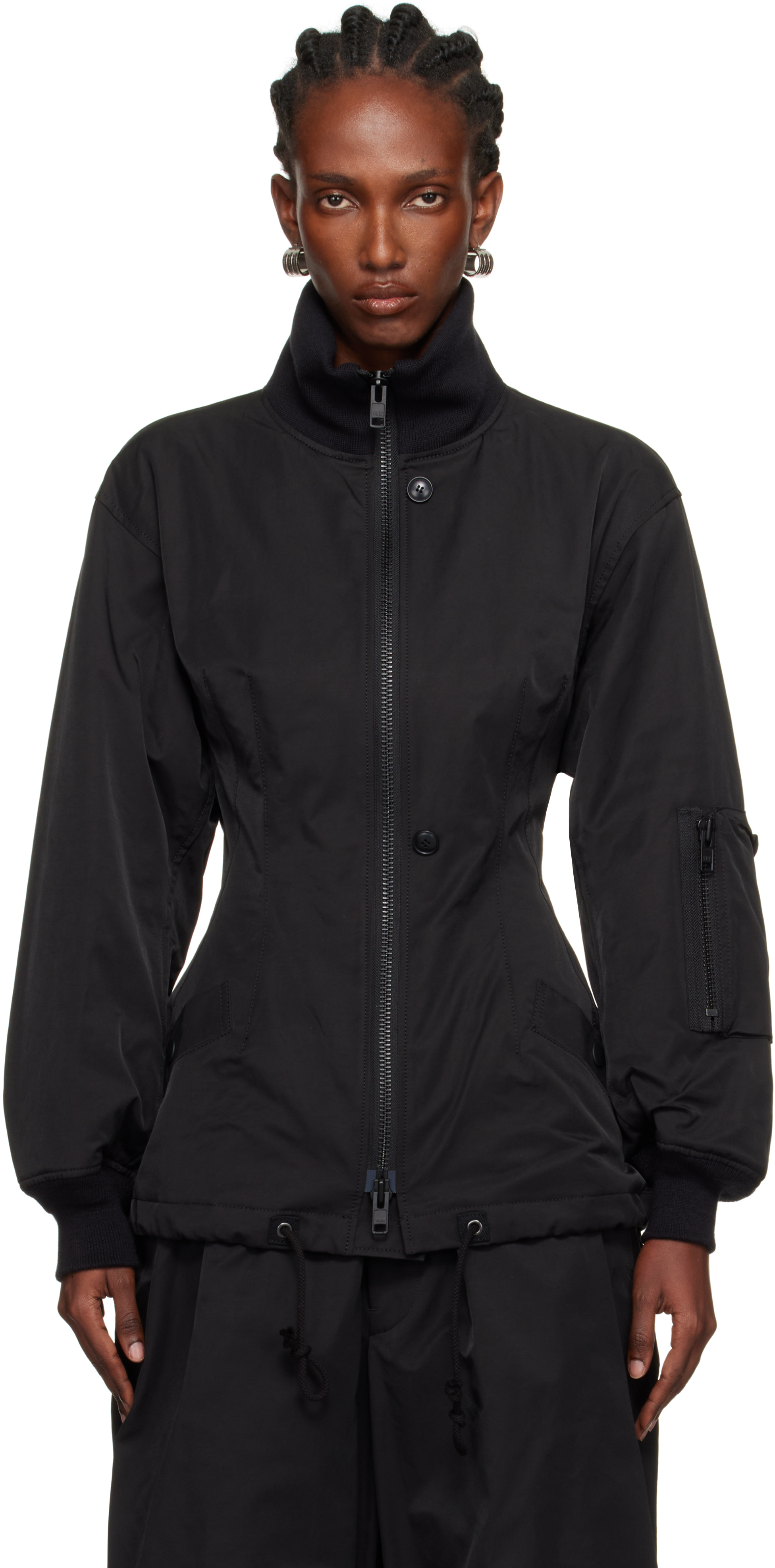 Yohji Yamamoto Black Twill Darts Bomber Jacket In Black