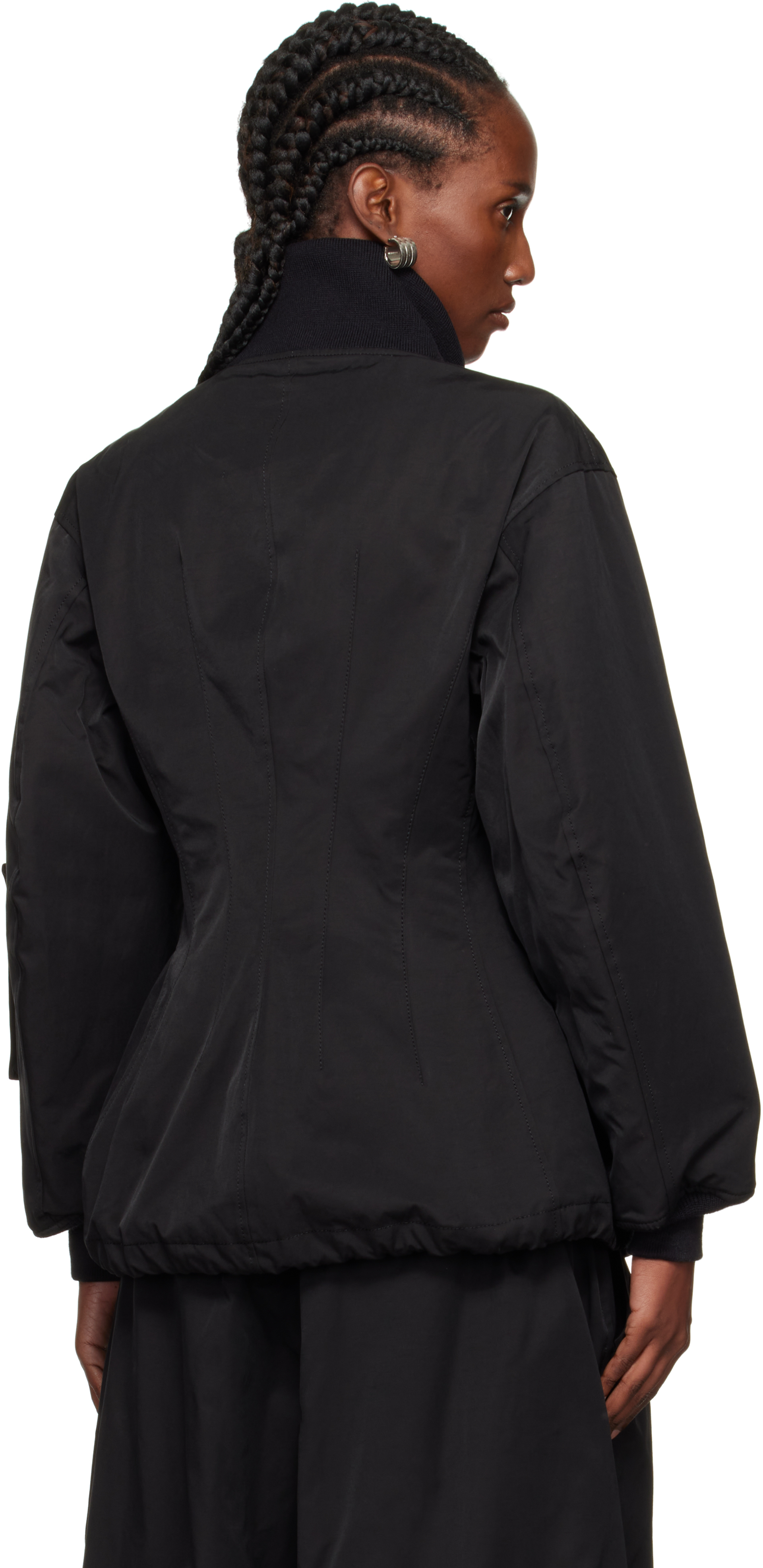Yohji Yamamoto Black Twill Darts Bomber Jacket In Black