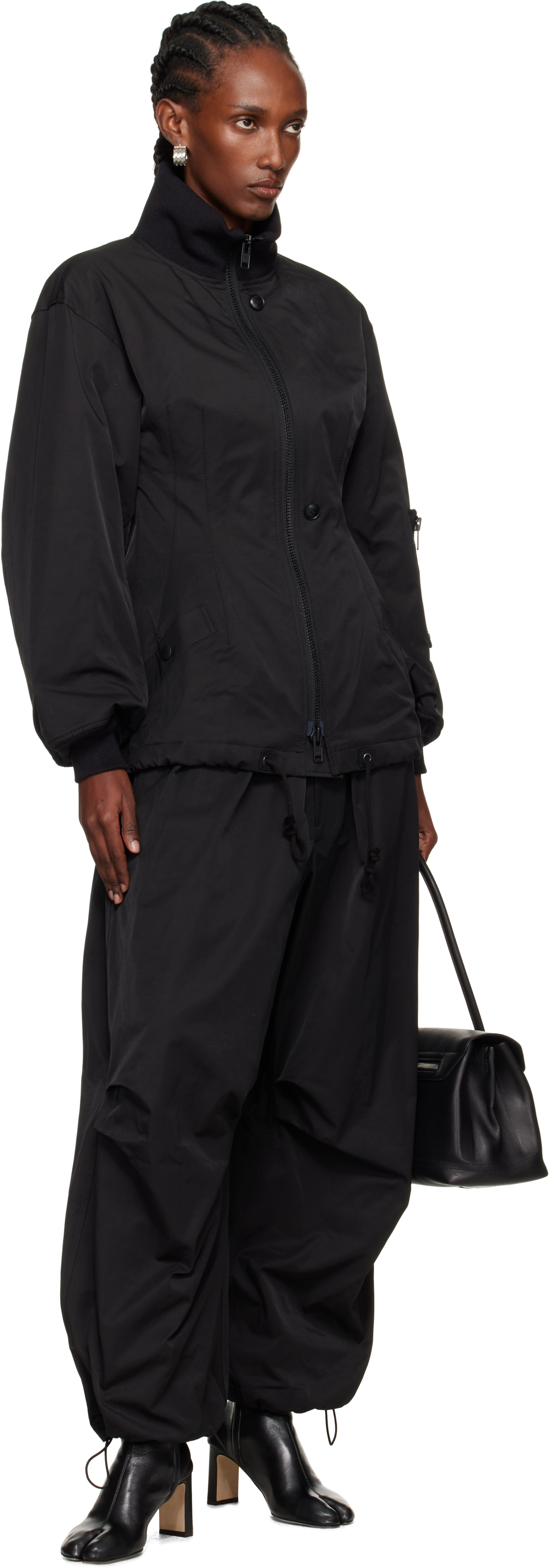 Yohji Yamamoto Black Twill Darts Bomber Jacket In Black