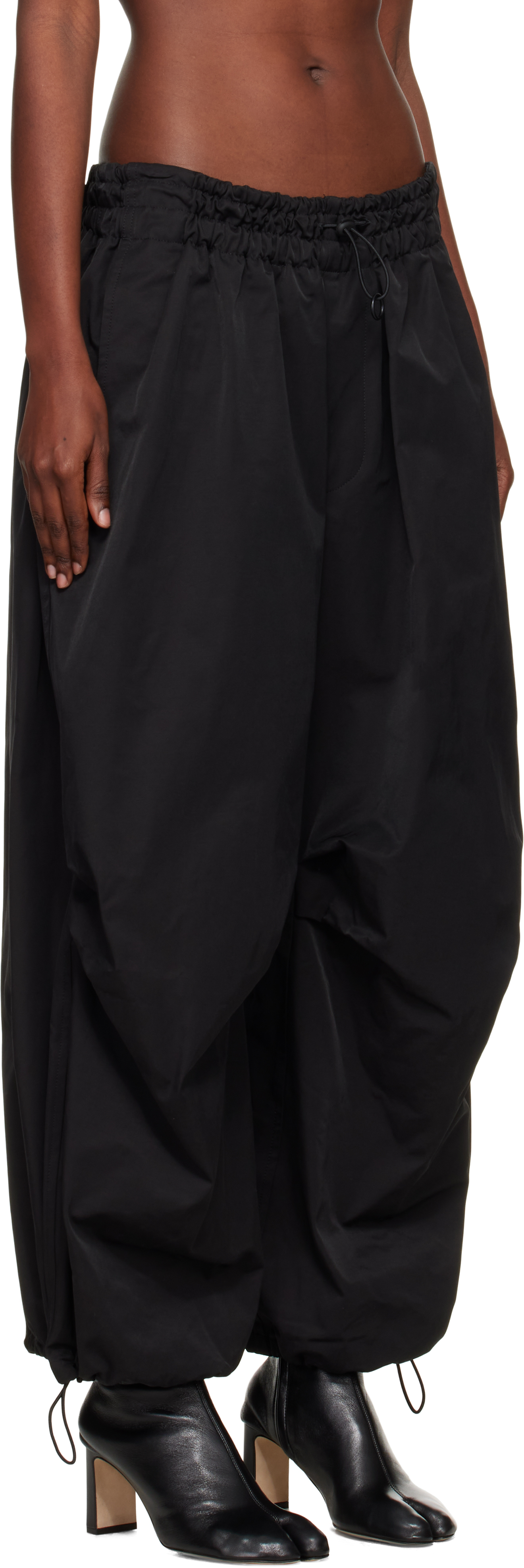 Yohji Yamamoto Black Twill Parachute Lounge Pants In Multi