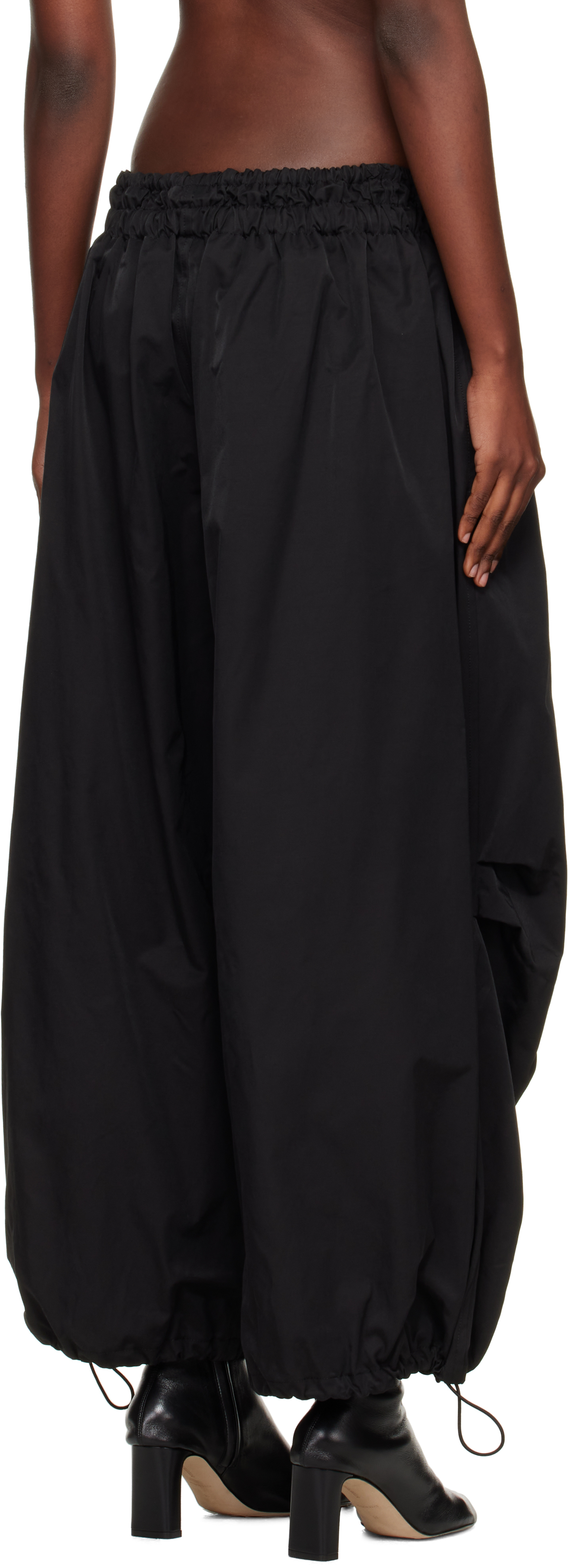 Yohji Yamamoto Black Twill Parachute Lounge Pants In Multi
